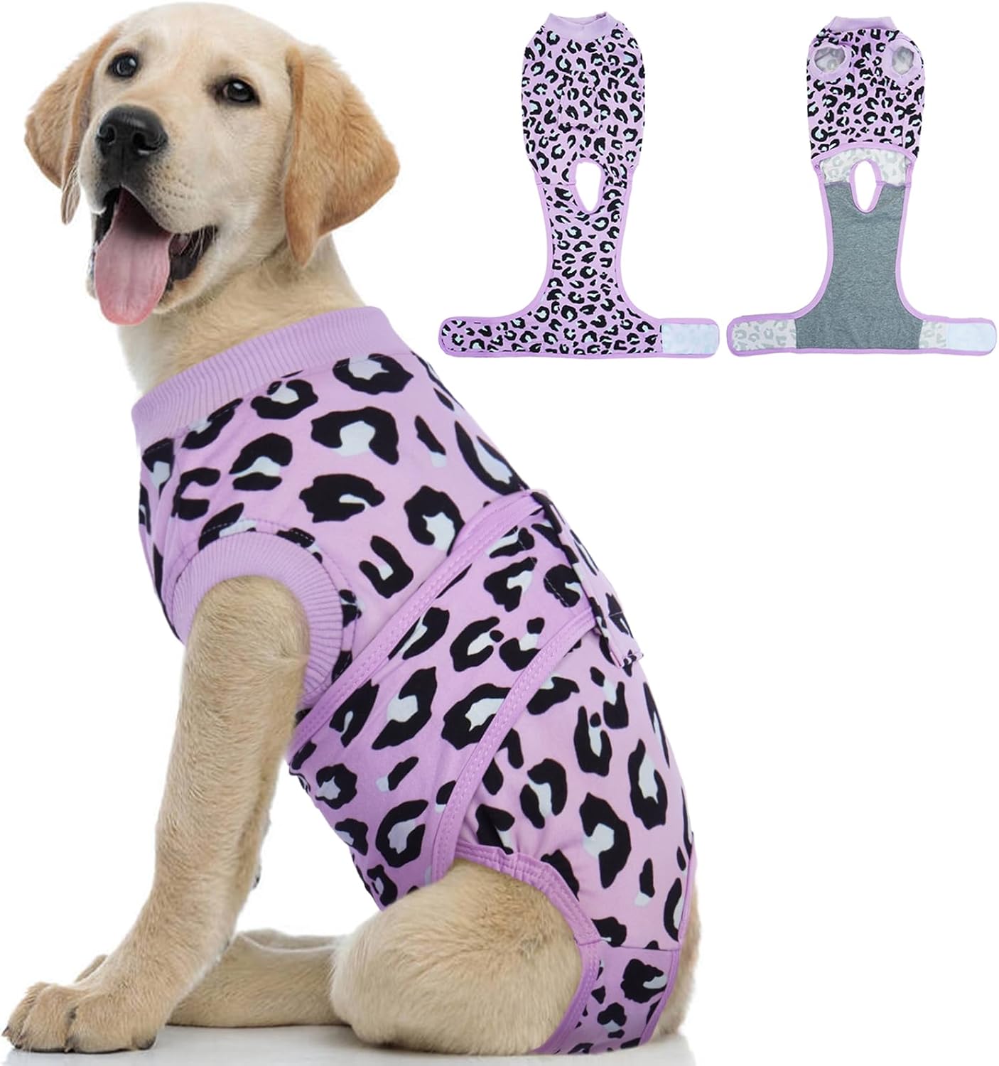 Kuoser Dog Recovery Suit for Dogs After Surgery,Professional Surgical Onesie for Female Male Dogs Spay Neuter,Soft Dog Surgery Suit Bodysuit for Abdominal Wounds Skin Disease,Purple Leopard S
