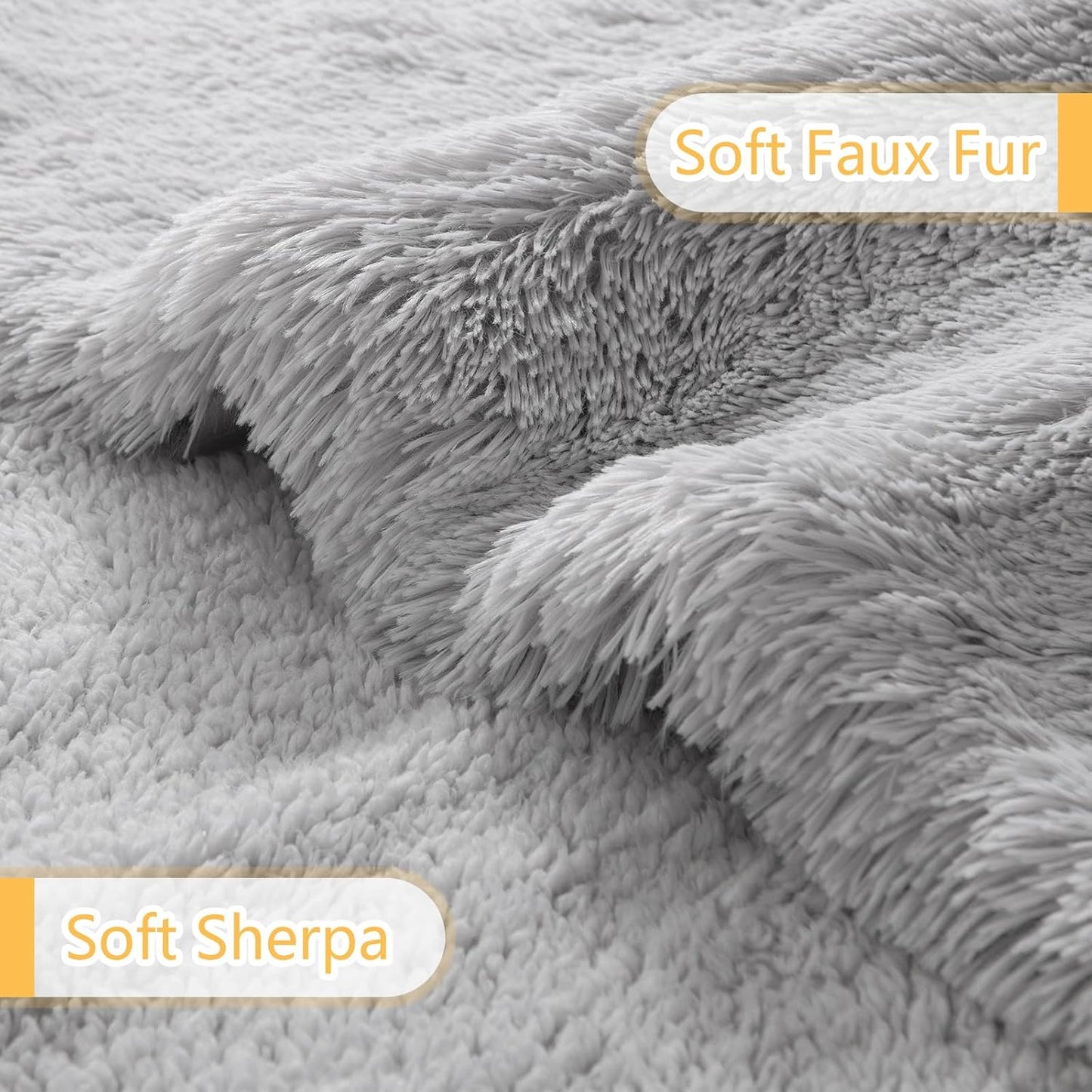 LOCHAS Luxury Fluffy Dog Blanket, Extra Soft and Warm Sherpa Fleece Pet Blankets for Dogs Cats, Plush Furry Faux Fur Puppy Throw Cover, 20''x30'' Light Grey