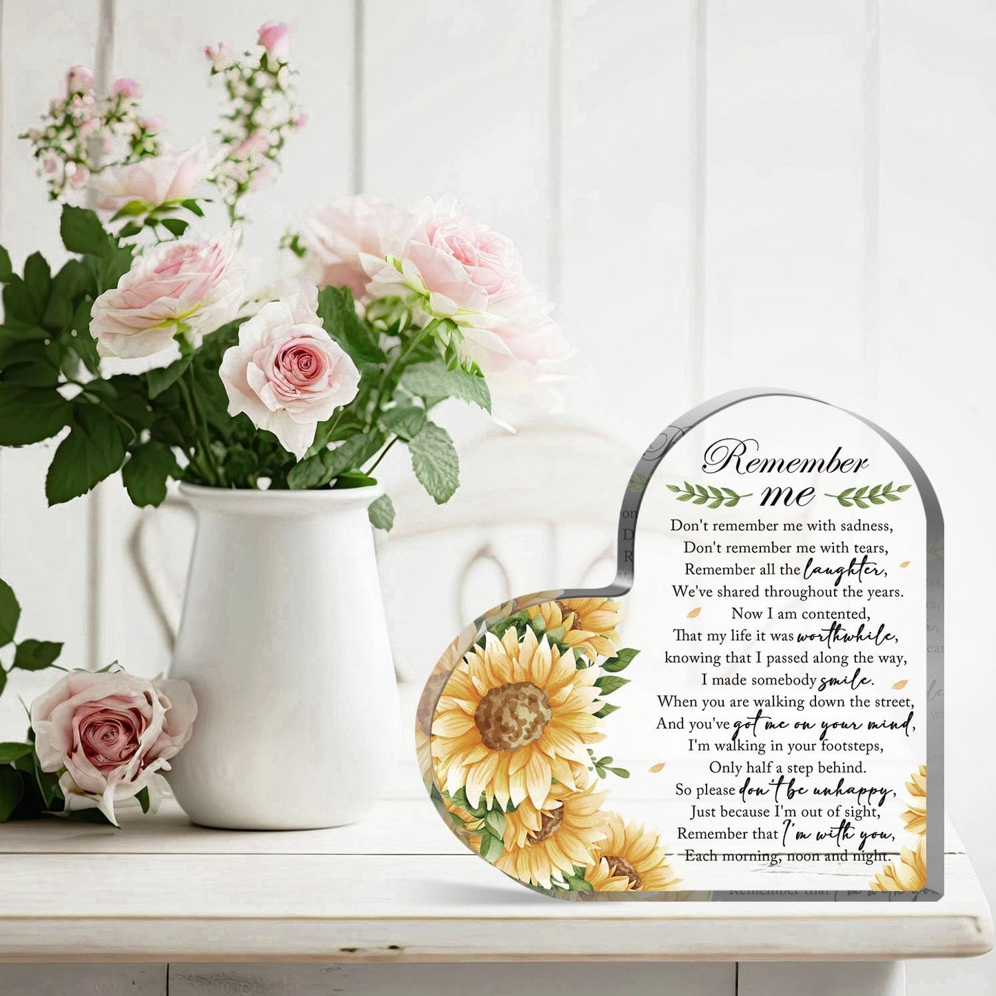 Sympathy Gifts, Acrylic Heart Shape Memorial Paperweight Remembrance Decorations for Loss of Loved One Loss of Grandmother Father Table Remembrance Gifts Bereavement Gift