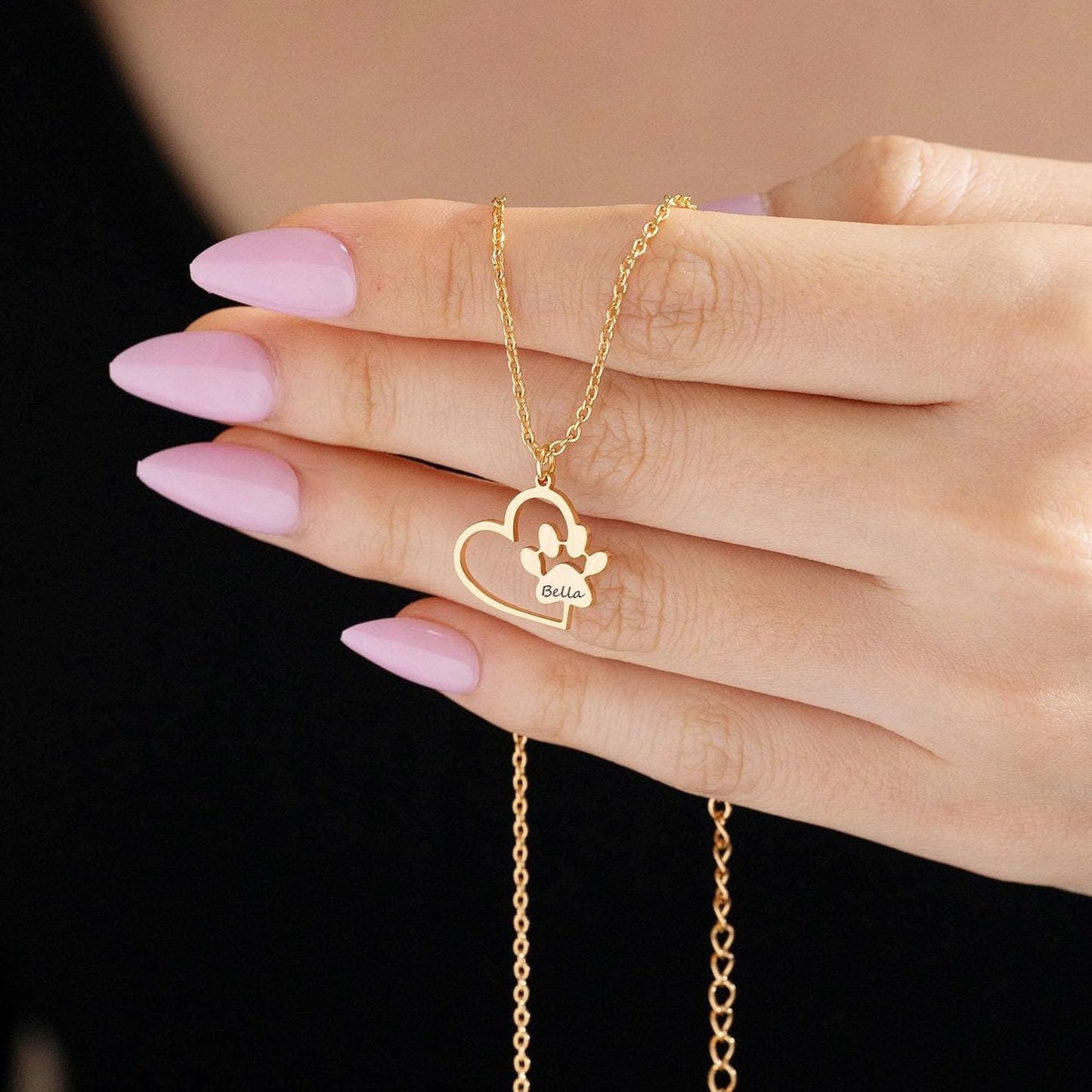 Customized Paw Print Necklace Personalized Pet Name Necklace Custom Engraved Dog Cat Paw Pendant Necklace Pet Memorial Gift for Pet Lovers