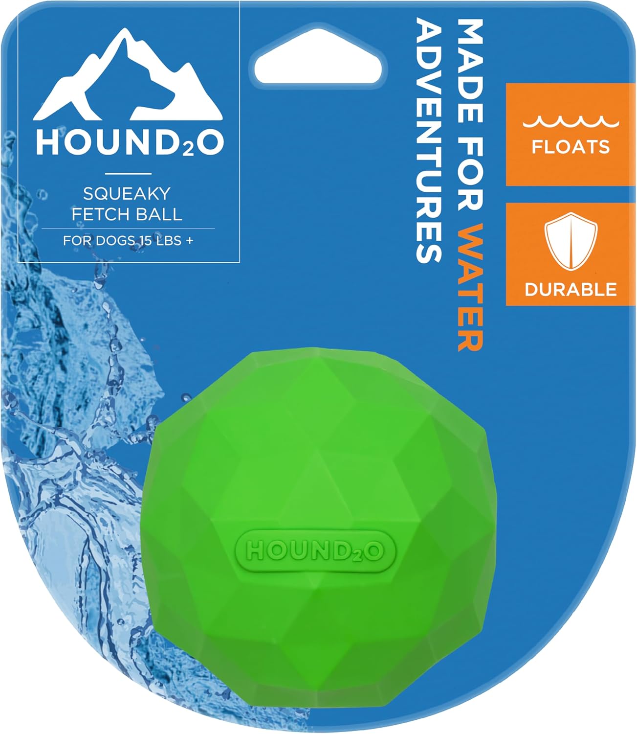 Hound2O Dog Toys | Squeaky Fetch Ball for Dogs | Green Floating Outdoor Toy - Easy to Clean and Made from Non Toxic Materials