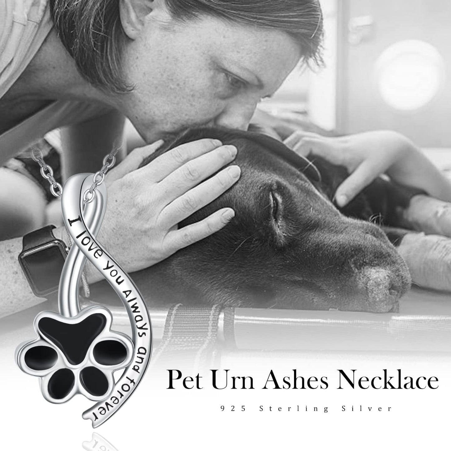 Dreamboat Urn Necklace for Dog Cat Ashes 925 Sterling Silver Pet Cremation Memorial Pendant Paw Print Ash Keepsake Jewelry for Women