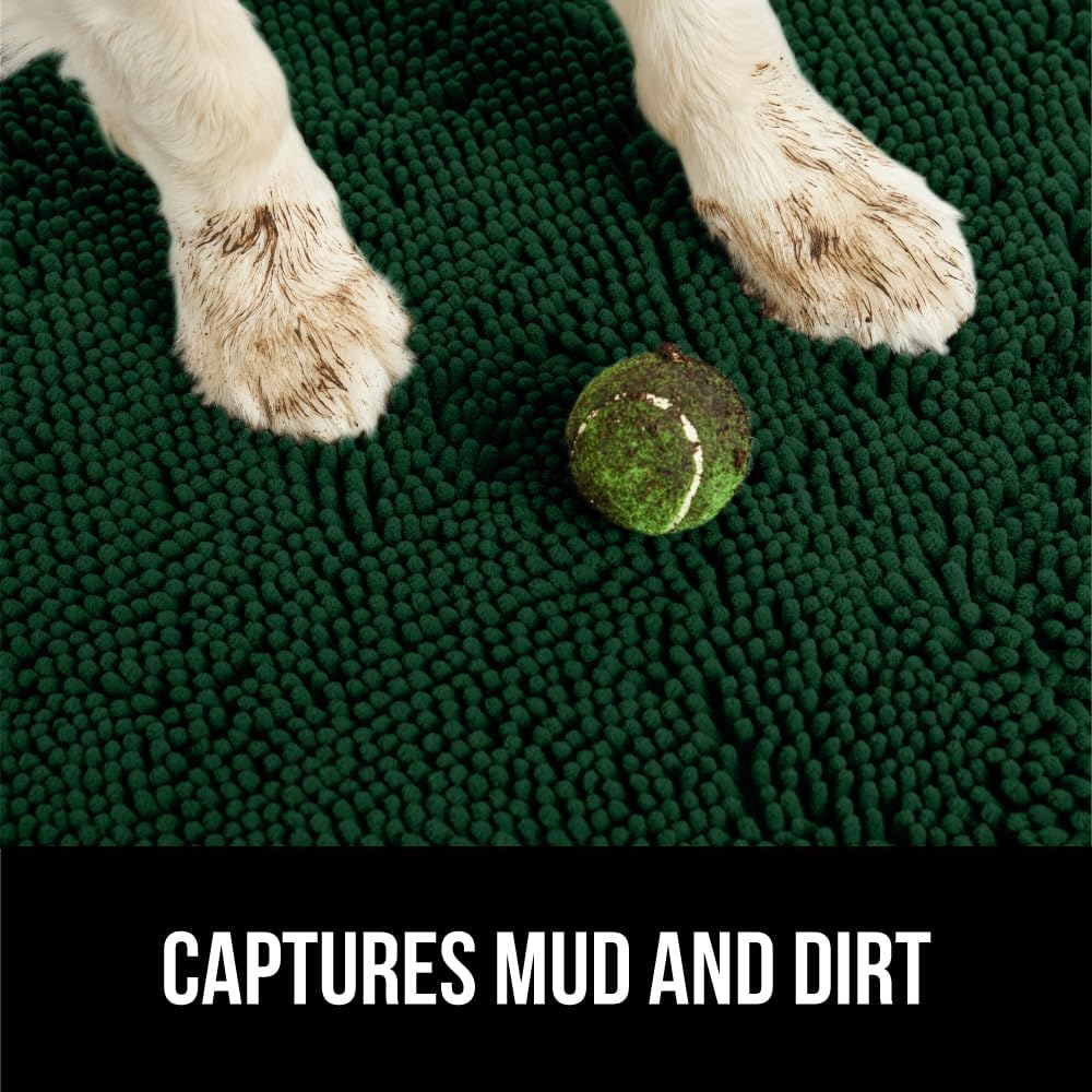 GORILLA GRIP Dog Doormat, Absorbent Doormats for Muddy Dogs Paws, 48x30 Machine Washable Soakstopper Rugs, Cleaner Floors, US Designed Pet Bed Door Mat, Indoor Entrance Pets Rug, Deep Green