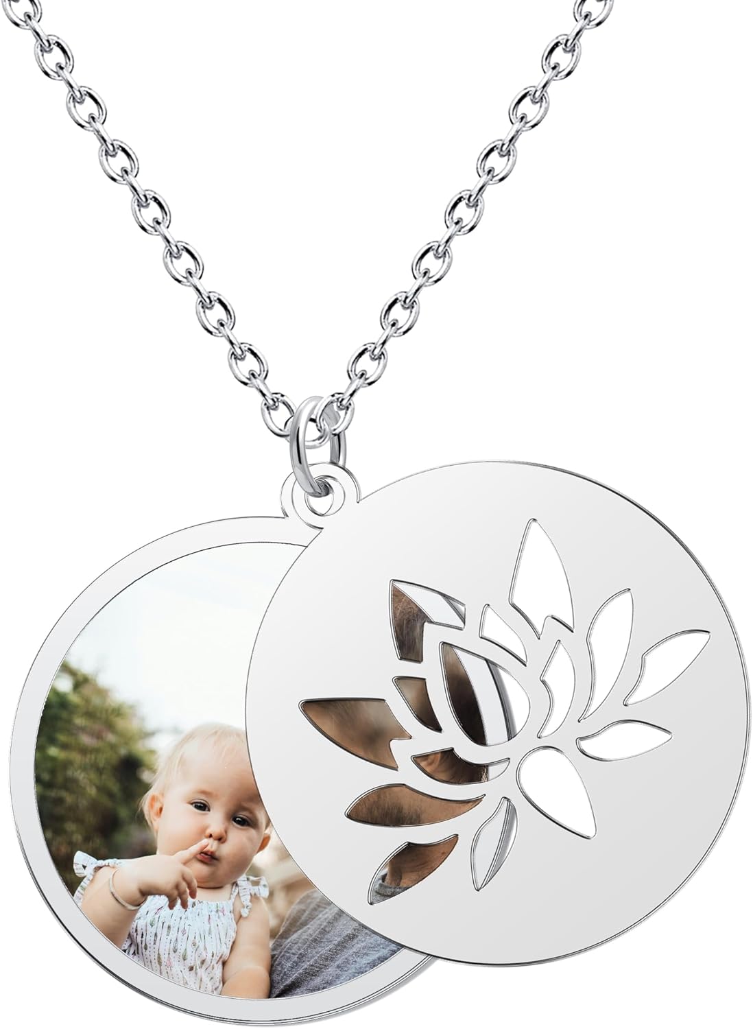 CharmSStory Personalized Photo Necklaces Custom Engraved Name Necklace Memory Keepsake Picture Necklace Pendant Customized Gifts for Women Men