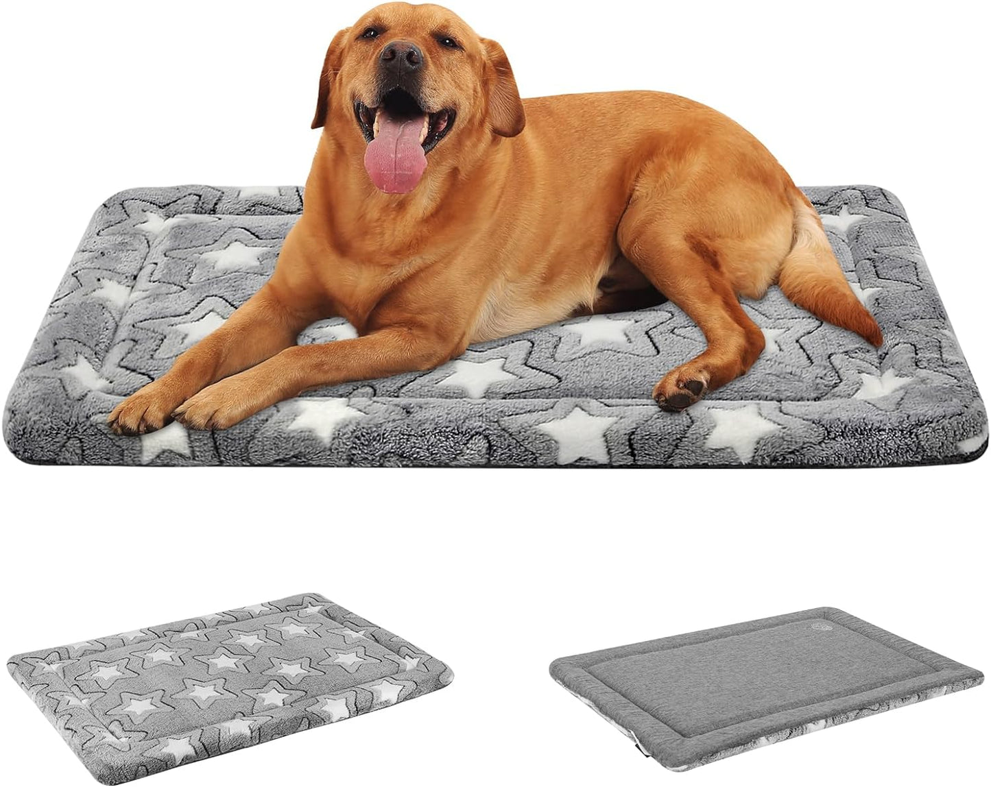 EMPSIGN Dog Crate Pad - Reversible Kennel Mat (Cool & Warm), Machine Washable, Cozy Star Pattern Sleeping Pad for Small Medium Large Dogs, All-Season Pet Bed, Suitable for 42"x28" Dog Crate, Grey