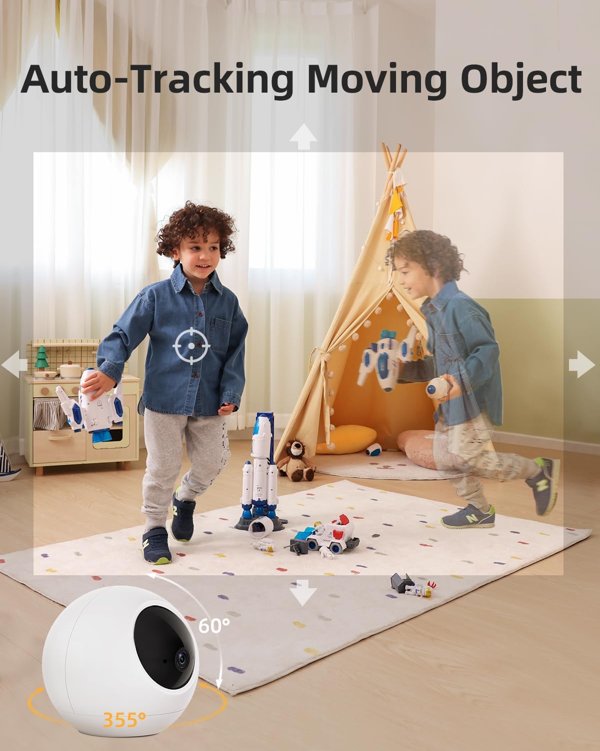 Noorio 2K Indoor Security Camera with 5GHz WiFi - 360° Pan Tilt Pet Camera for Dogs & Cats, Dog Monitor with Speaker, No Subscription Needed, Alexa Compatible, Motion Tracking, Night Vision-Model T110