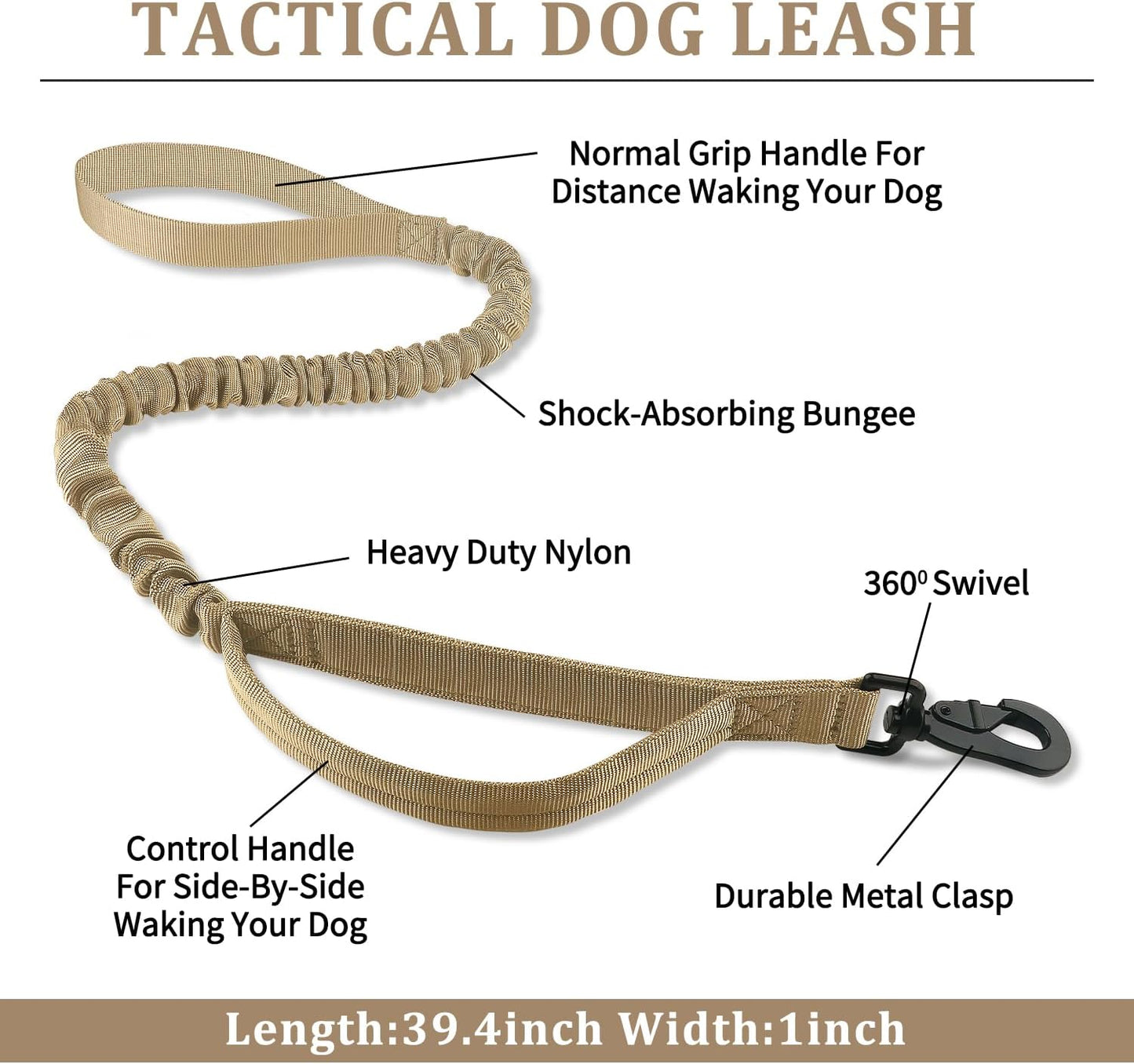 COOYOO Tactical Dog Collar Set, Adjustable Military Nylon Collar with Control Handle and Heavy Metal Buckle for Medium and Large Dogs
