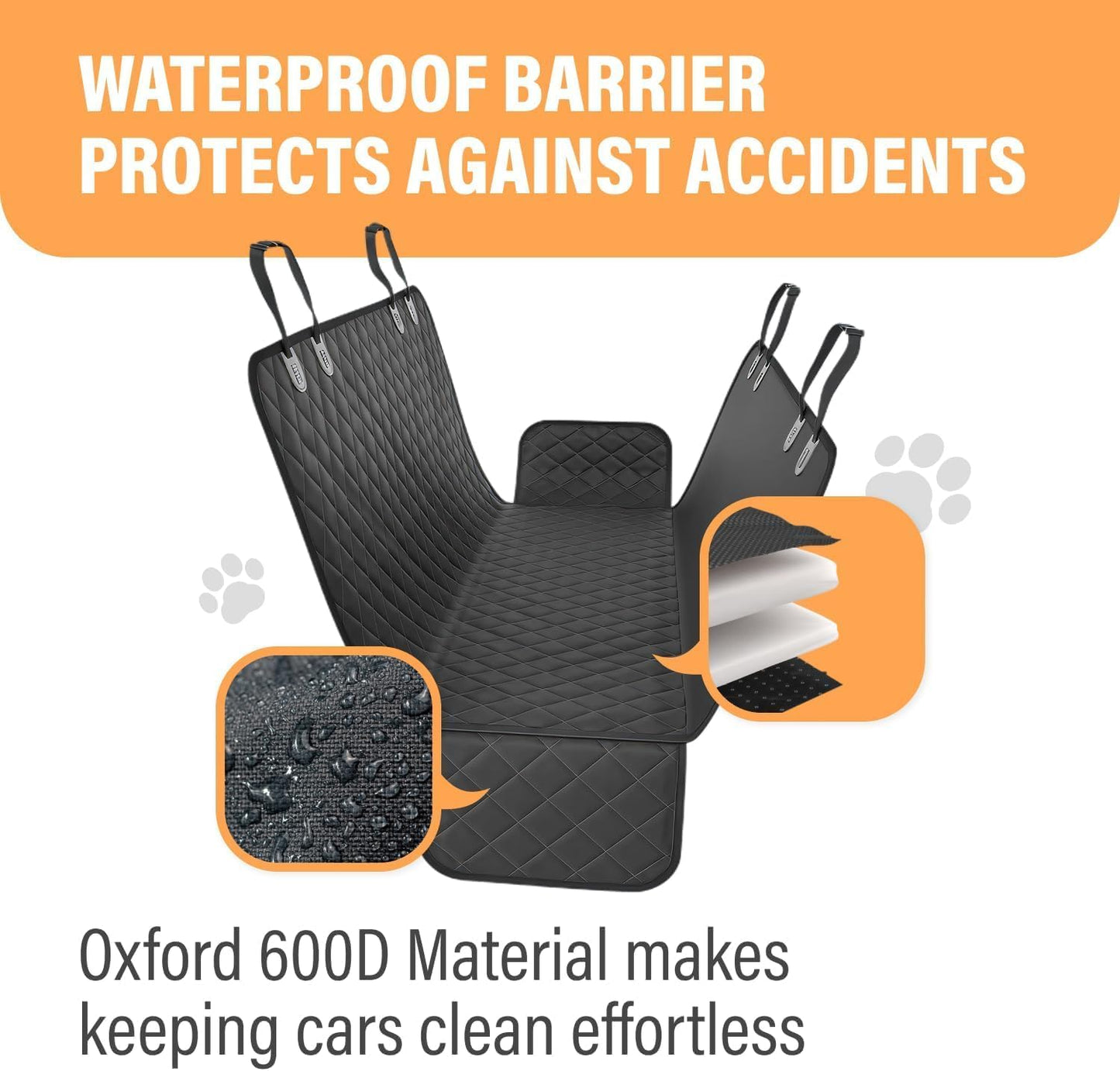 Active Pets Pink XL Dog Car Hammock Back Seat Cover, Waterproof Backseat Cover Protector for Truck Bench Rear of Sedans or SUVs, Essential Pet Supplies Vacuum or Wipe Clean, Machine Washable