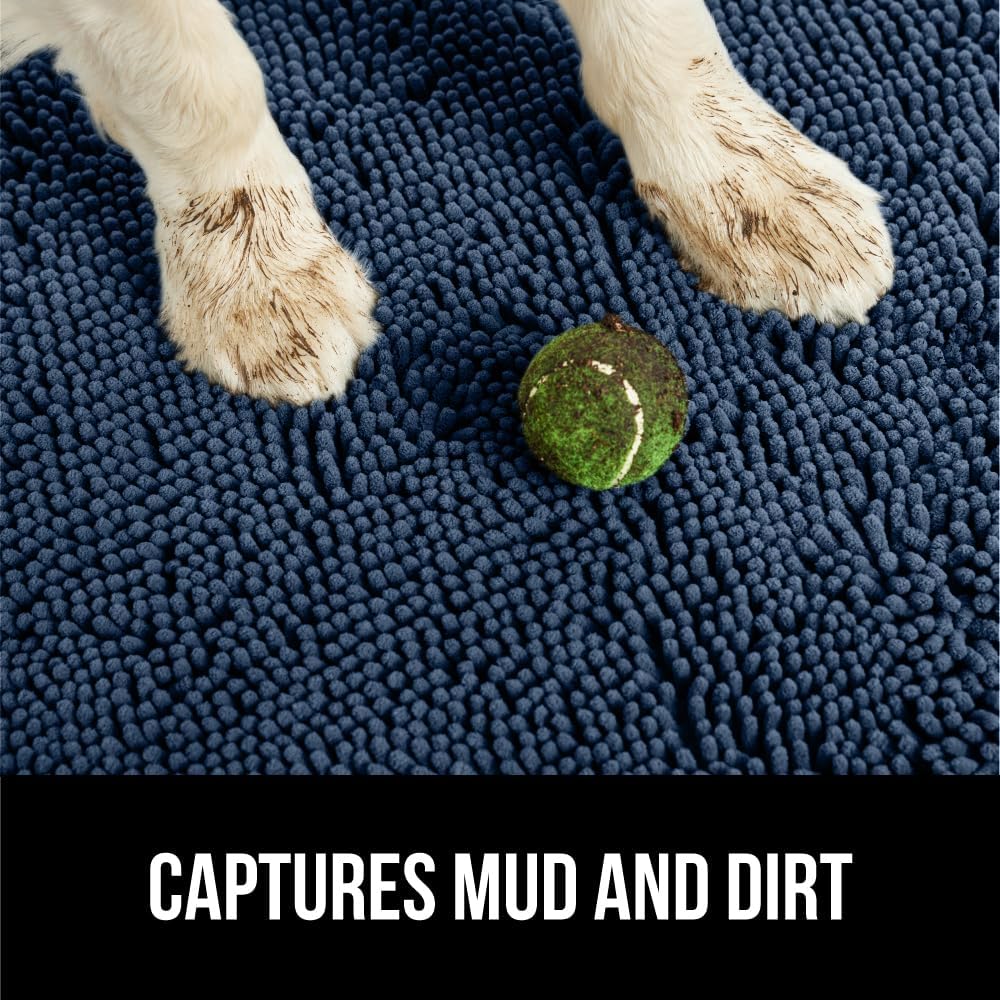 GORILLA GRIP Dog Doormat, Absorbent Doormats for Muddy Dogs Paws, 70x24 Machine Washable Soakstopper Rugs, Cleaner Floors, US Designed Pet Bed Door Mat, Indoor Entrance Pets Rug, Navy Blue