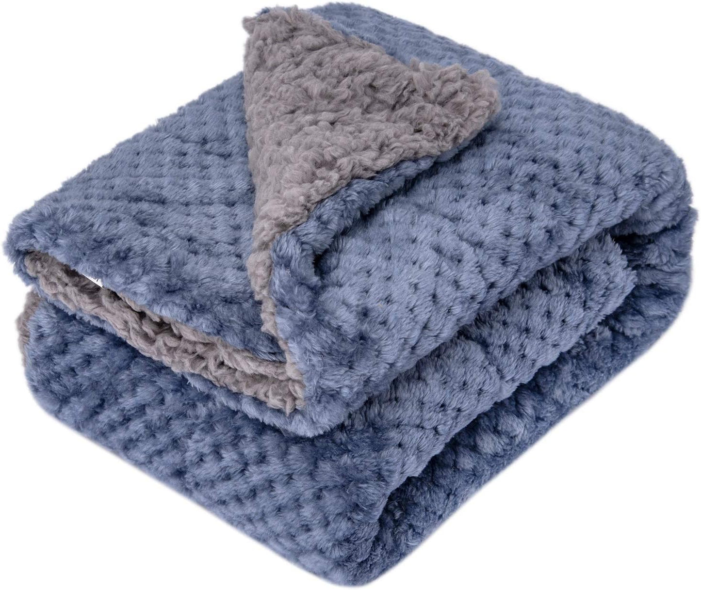 Fuzzy Blanket or Fluffy Blanket for Baby Girl or boy, Soft Warm Cozy Coral Fleece Toddler, Infant or Newborn Receiving Blanket for Crib, Stroller, Travel, Outdoor (40" x 48", DG-Smoked Blue)