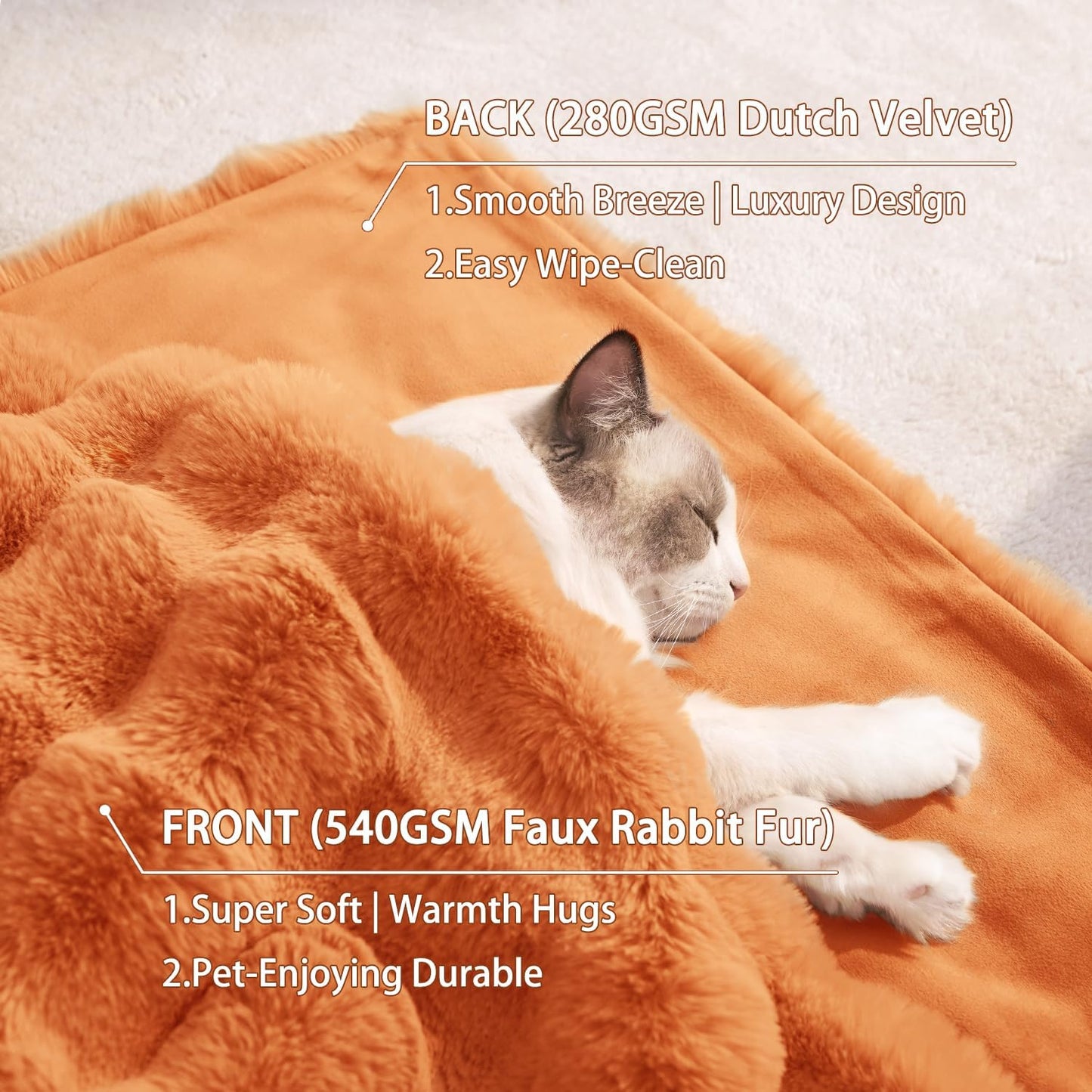 Cat Blanket for Indoor Cats Ultra Soft Plush Faux Fur Kitten Blankets Machine Washable Reversible Pet Throw Protector for Couch Furniture 21"X 18"Orange