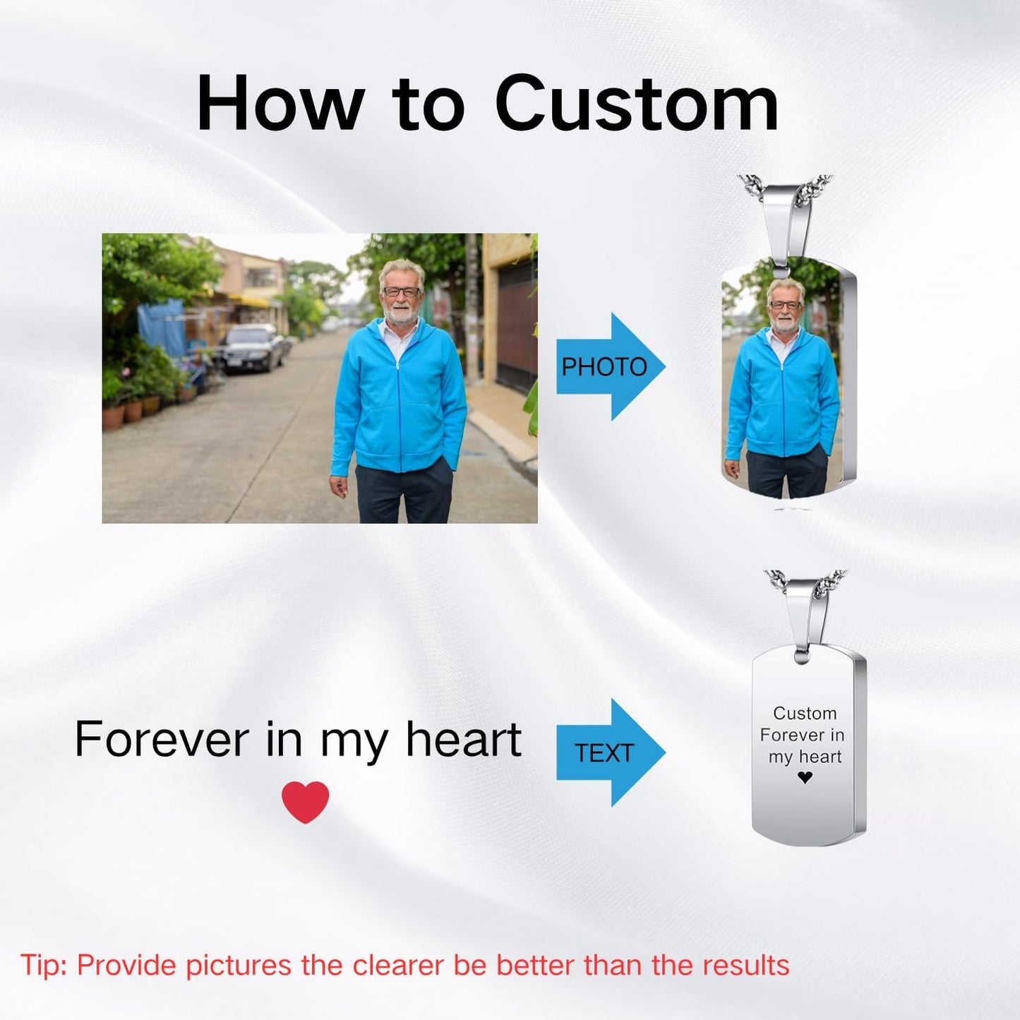 Personalized Ashes Necklace for Men Women Pet Custom Photo Text Urn Necklace Customized Engraving Holder Memorial Cremation Jewelry Keepsake Memorial Gifts