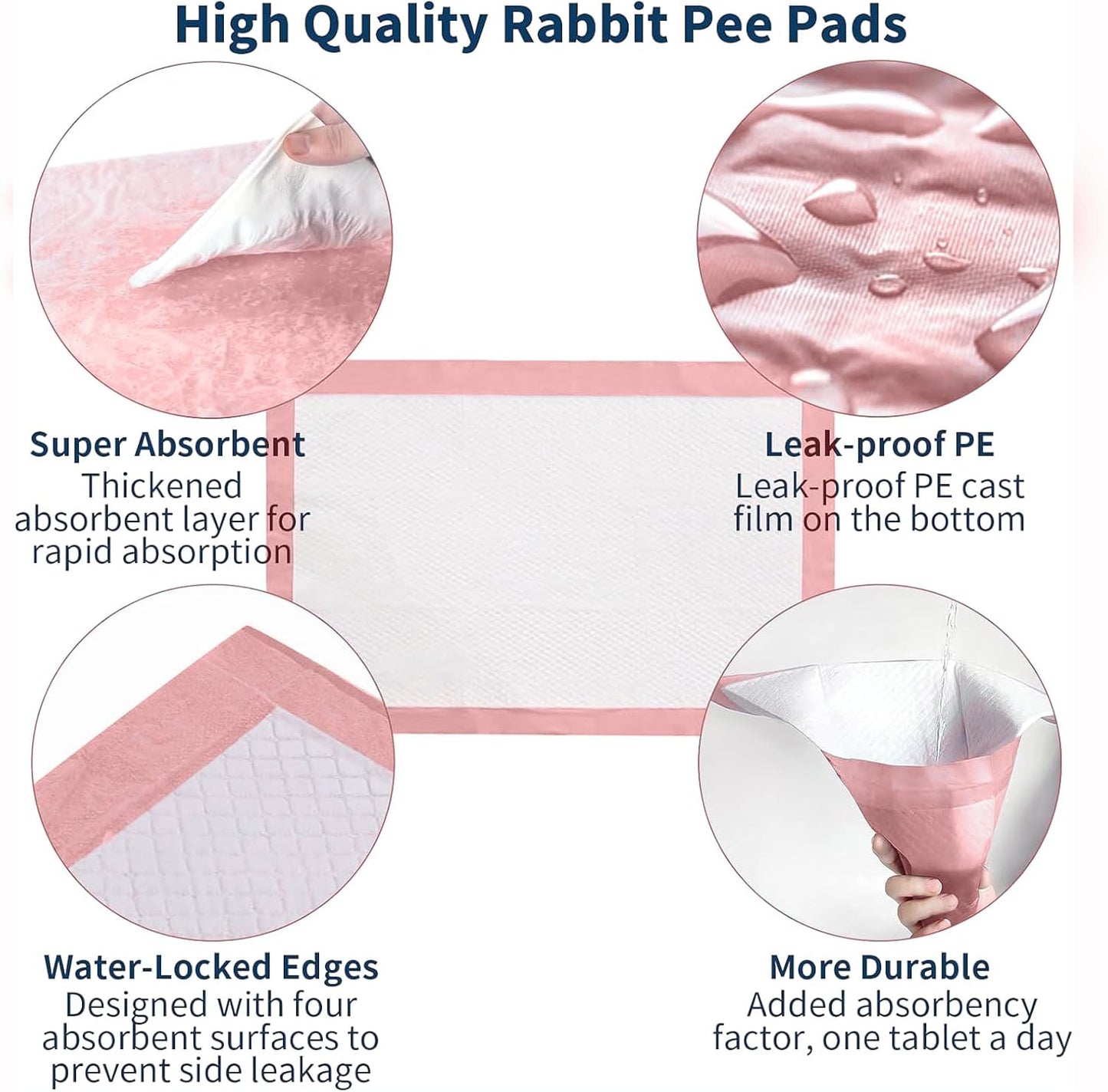 Tfwadmx Rabbit Pee Pads 30 Pcs 18"× 13" Disposable Cage Liners Leak-Proof Super Absorbent Potty Training Pad for Puppy Guinea Pigs Hedgehog Hamsters Chinchillas Cats and Other Small Animals