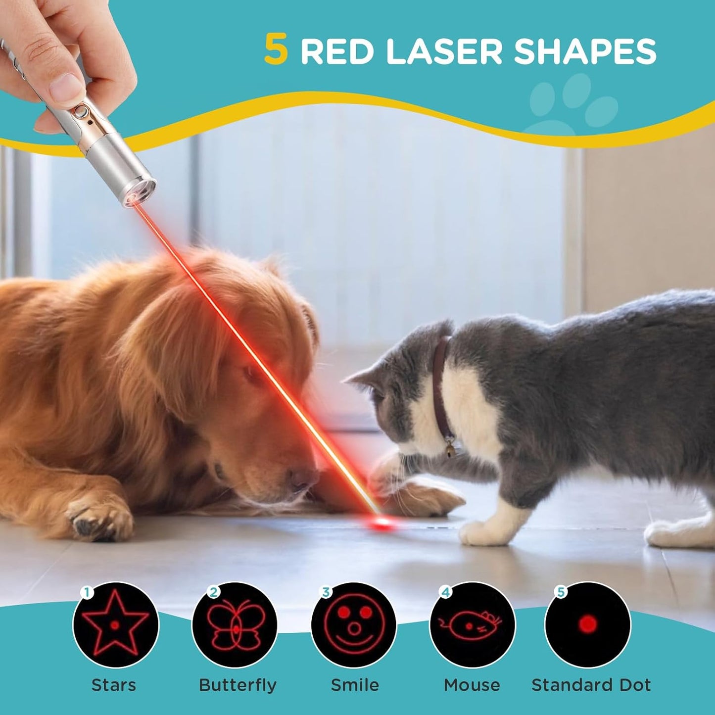 Cat Toy Pointer for Indoor 2 Pack, USB Rechargeable Cat Toy, 3 Light Colors Cat Interactive Toys for Dogs, Cats, Pet Chase Toy for Fun Playing Training Exercise Indoors