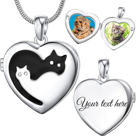 Fanery Sue Personalized Customized Pet Locket Necklace, Heart Lockets Picture Necklaces Dog Memorial Gifts Cat Sympathy for Women Men