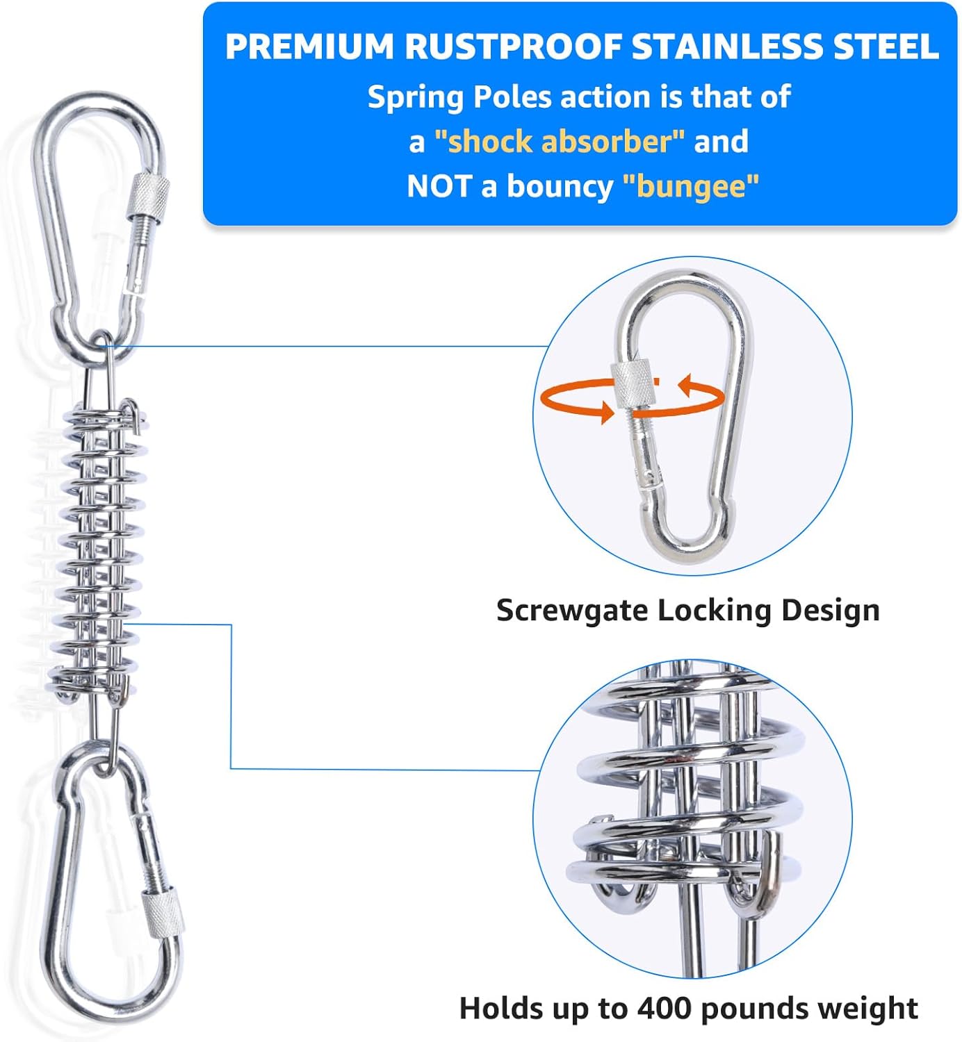 LOOBANI Spring Pole Toy for Pitbull: Tether Tug of War Toys for Small Large Aggressive Chewers Dogs to Exercise & Muscle Building & Bite Training,Outdoor Heavy Duty Bungee Solo Tree Tugger Hanging Toy