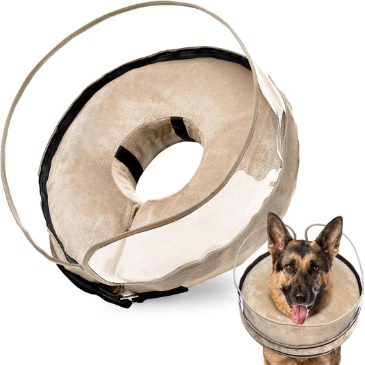 BARKLESS Dog Cone, Inflatable Dog Cone After Surgery for Large Breeds, Soft Surgery Collar with Enhanced Anti-Licking Guard Shield for Pets, Patented Protective Donut Collar