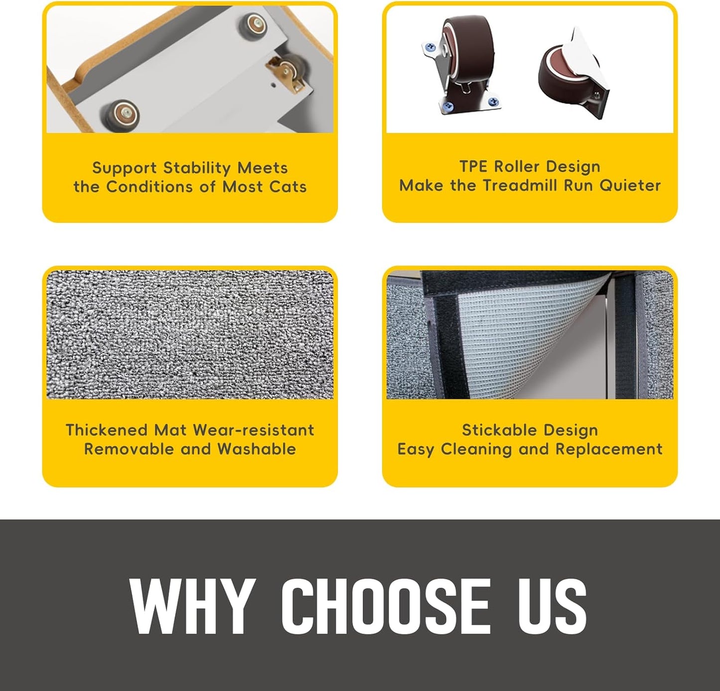 Cat Exercise Wheel 45 Inch Cat Treadmill for Indoor Cats, Running Wheel with Detachable Carpeted Runway, Cats Running Wheel Carpet Suitable for Most Pets Weight Loss and Health (White, L)