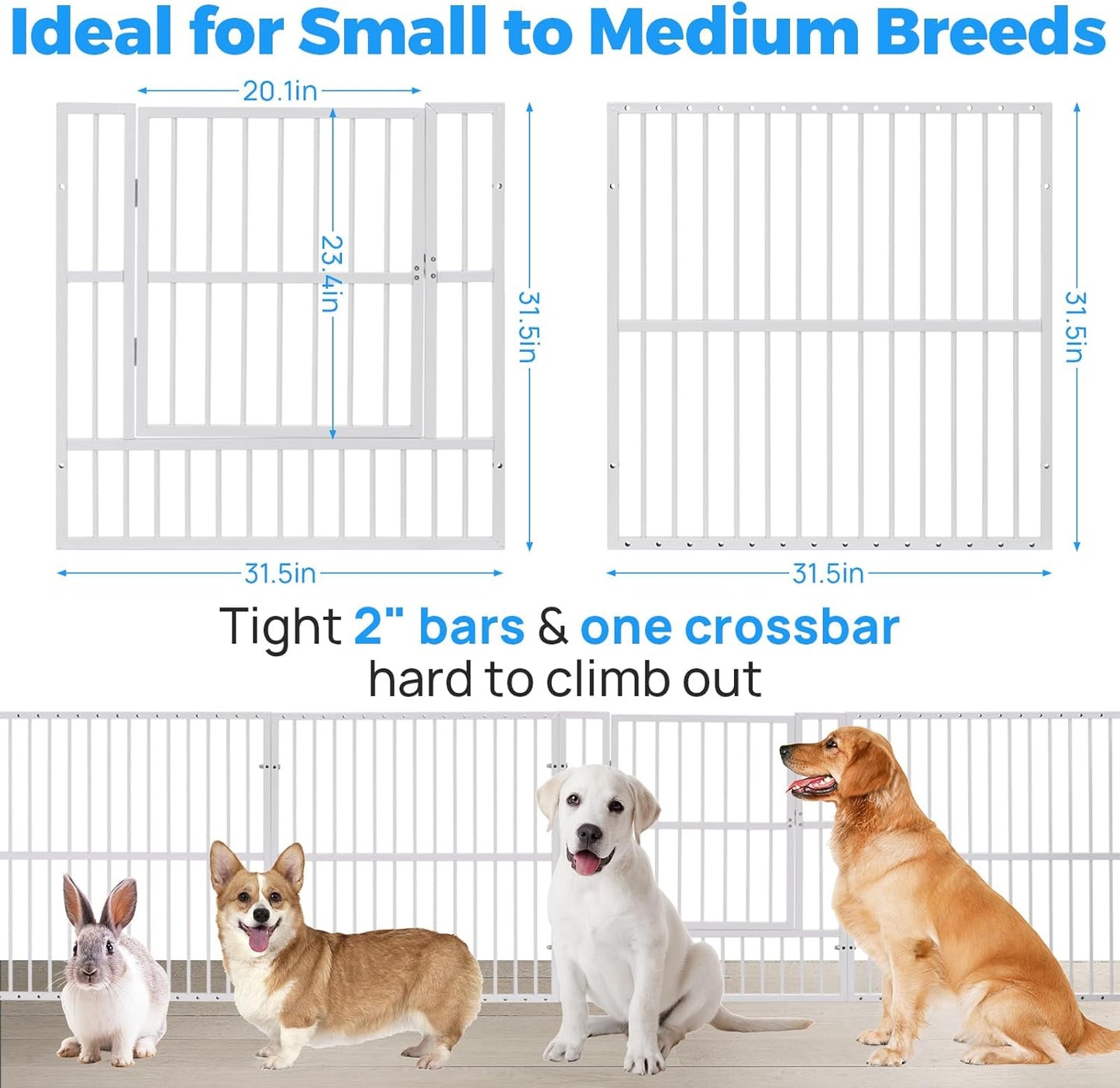 Dog Playpen - 32" Height Dog Pen, Heavy Duty Puppy Pen with Door, Safe & Sturdy, Easy Assemble for Indoor/Outdoor Pet Playpen