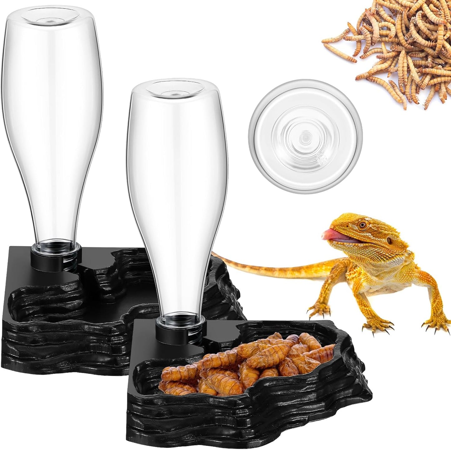 Mumufy Reptile Water Feeder, 2 Pack, Automatic Water Dispenser, 13.5Oz, for Bearded Dragon, Terrarium, Turtle, Geckos, Frog