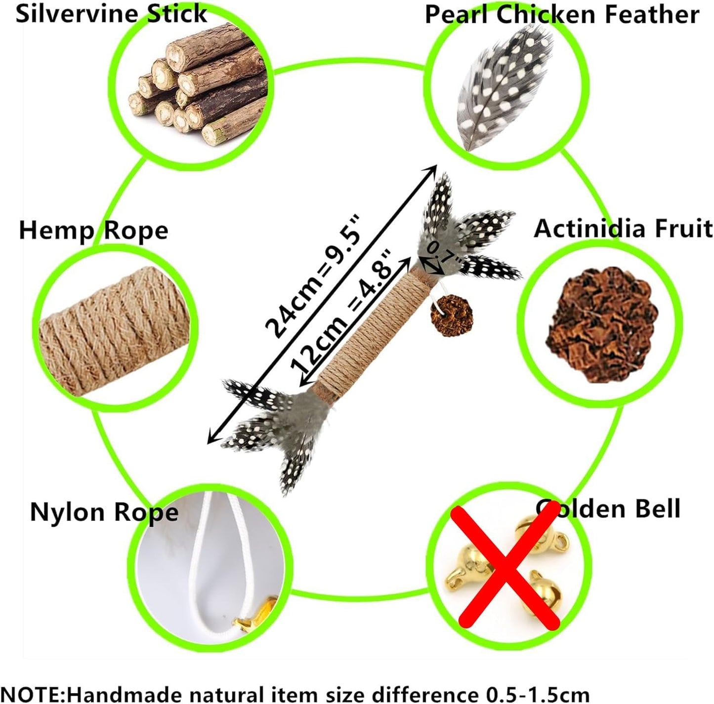 Cat Toys, 7 Pack Silvervine Cat Feather Toy Kitten Chew Stick Catnip Treat for Cleaning Teeth Indoor Kitty Teaser Wand Molar Snack for Interactive Pet Rabbit Bunny Hamster