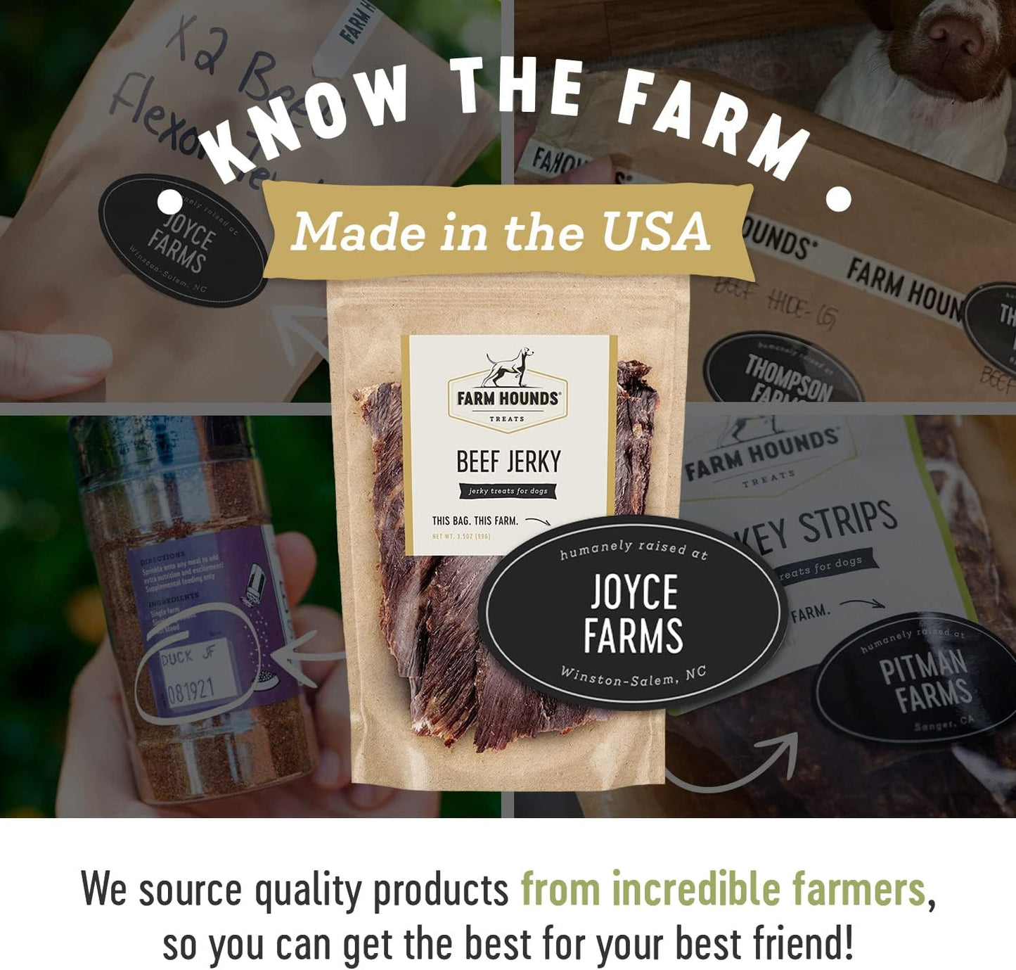 Farm Hounds - Beef Jerky - Premium Natural Jerky for Dogs - 100% Humanely Raised Cattle - Break-to-Size - Great for Training & Treats - No Fillers - Made in USA - 3.5 oz - 2 Pack