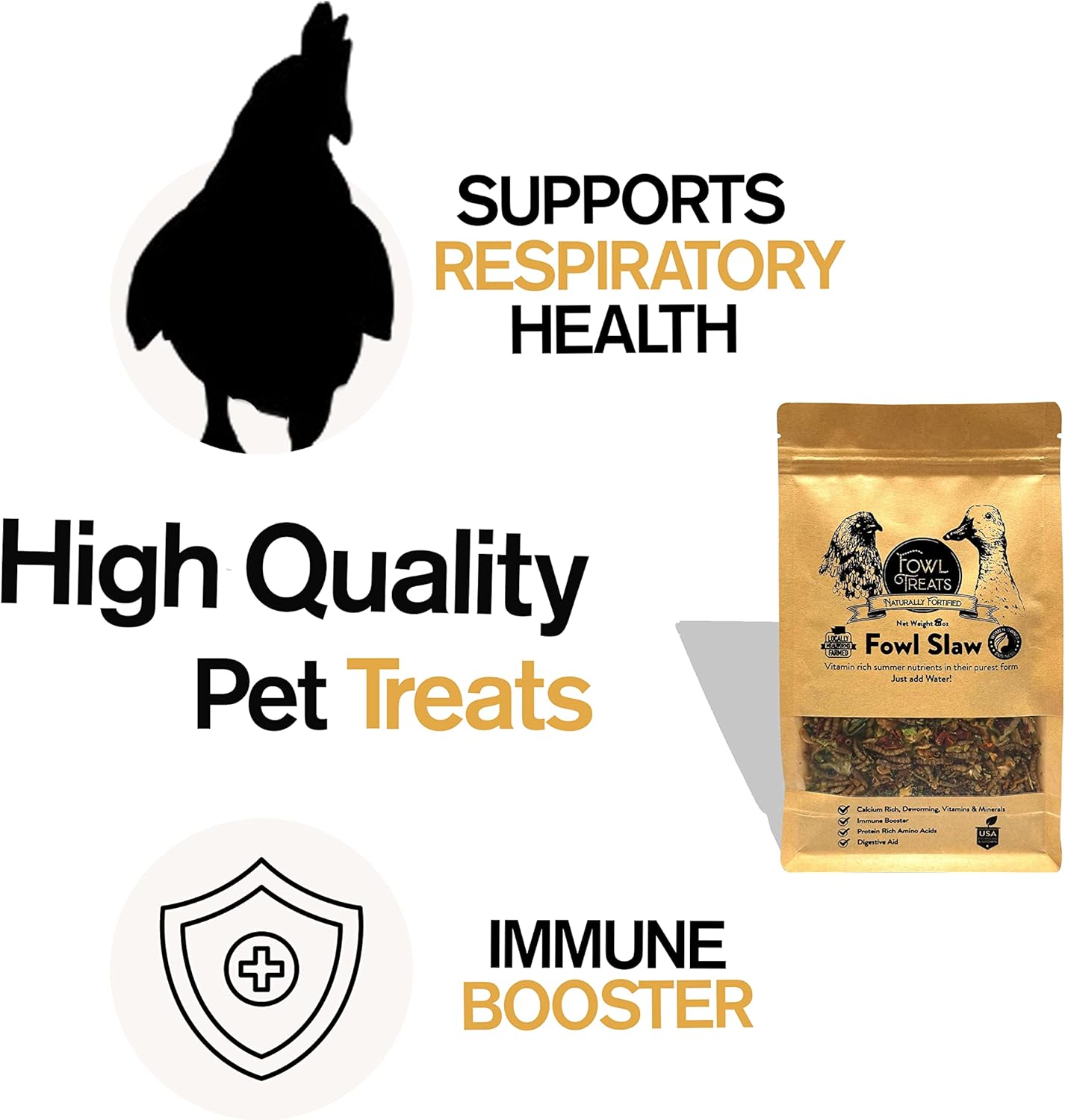 Naturally Fortified Fowl Slaw - Calcium Rich Supplements Suitable for Hens and Ducks, Contains USA Grown Ingredients – Natural Deworming – 8oz