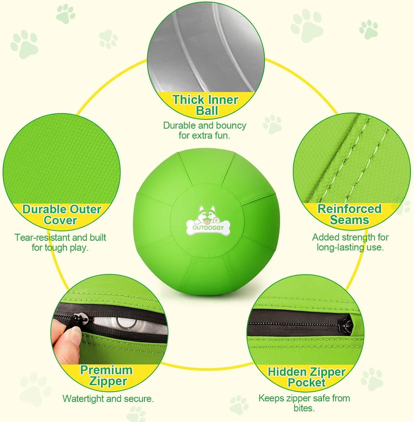 Herding Ball for Dogs 22 Inch - Dual-Layer Heavy Duty Herding Ball for Australian Shepherds, Border Collies & Cattle Dogs | Outdoor Herding Toy for Medium/Large Dogs - Backyard Training and Play-Green