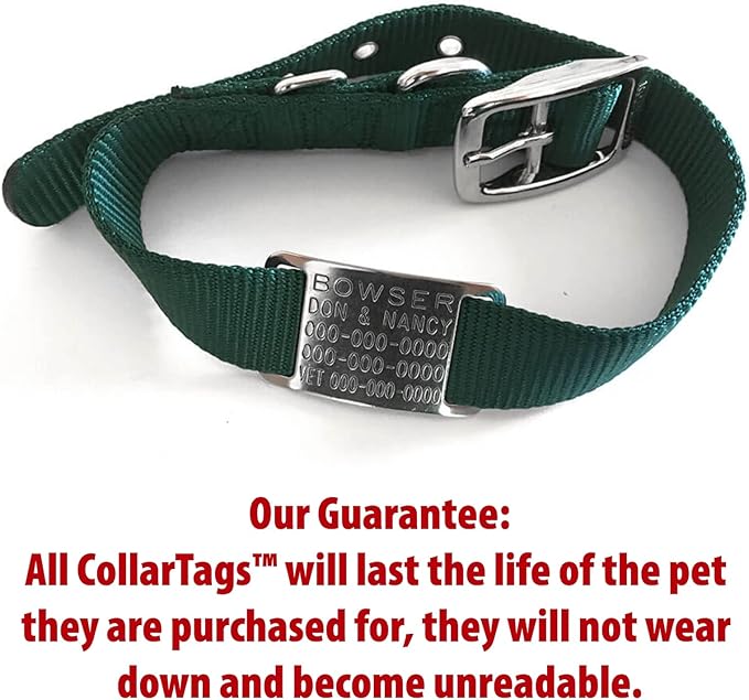 Dog Tags Personalized for Pets - Boomerang Tags, Engraved Quiet Custom ID, Slide-on Curved Stainless Steel Dog Name Tag (Closed End Medium for 3/4 Inch Wide Nylon Collars with Belt Buckle)