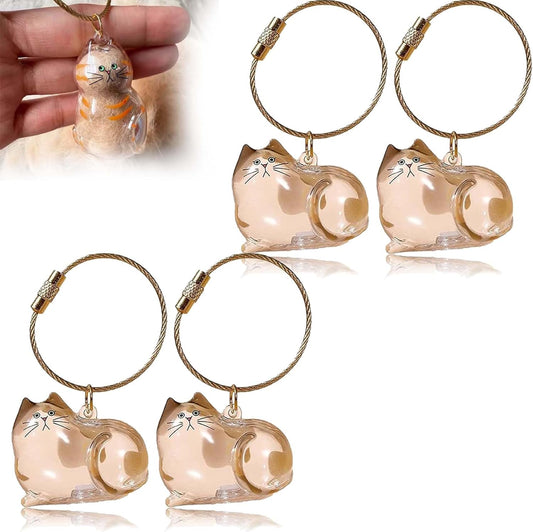 Cat Hair Holder Keychain,Cat Hair Memorial Keyring,Cats keychain Hair Storage Bottle,Transparent Cats Hairs Pendants