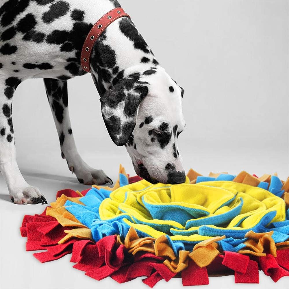 AWOOF Pet Snuffle Mat for Dogs, Interactive Feed Game for Boredom, Encourages Natural Foraging Skills for Cats Dogs Bowl Travel Use, Dog Treat Dispenser Indoor Outdoor Stress Relief (red)