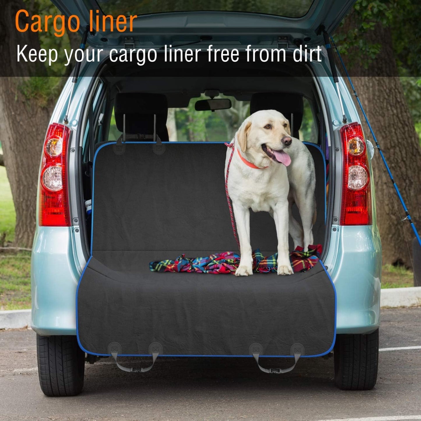 Active Pets Dog Car Seat Cover Car Seat Protector- for Back Seat of SUVs, Trucks, Cars - Waterproof & Convertible Hammock for Car Backseat - Dog Travel Accessories - Blue