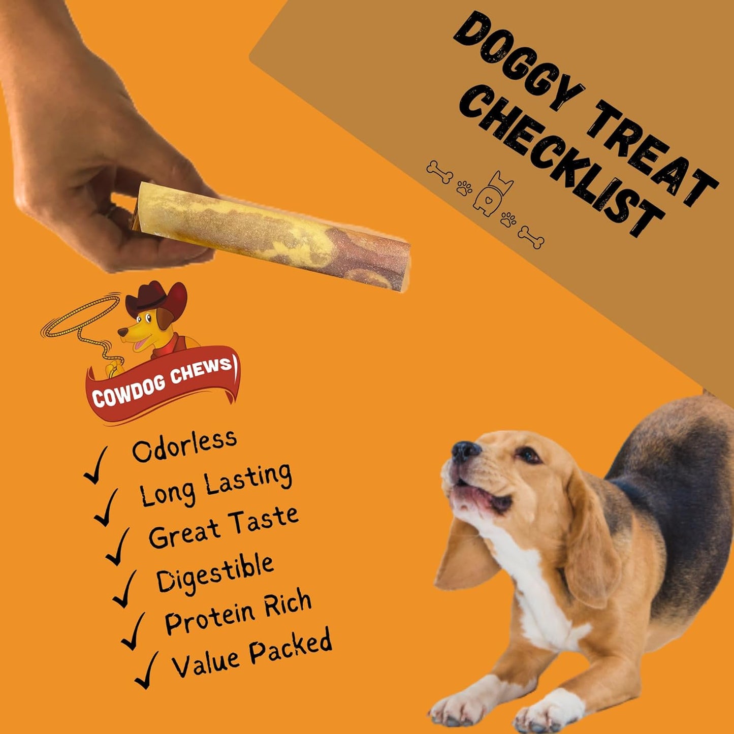 Cowdog Chews Rawhide Gourmet Meaty Rolls 9-10" (20 Pack) – Premium Dog Treats with Savory Beef Filling, Long-Lasting Chew for Aggressive Chewers, High-Protein, Natural Ingredients