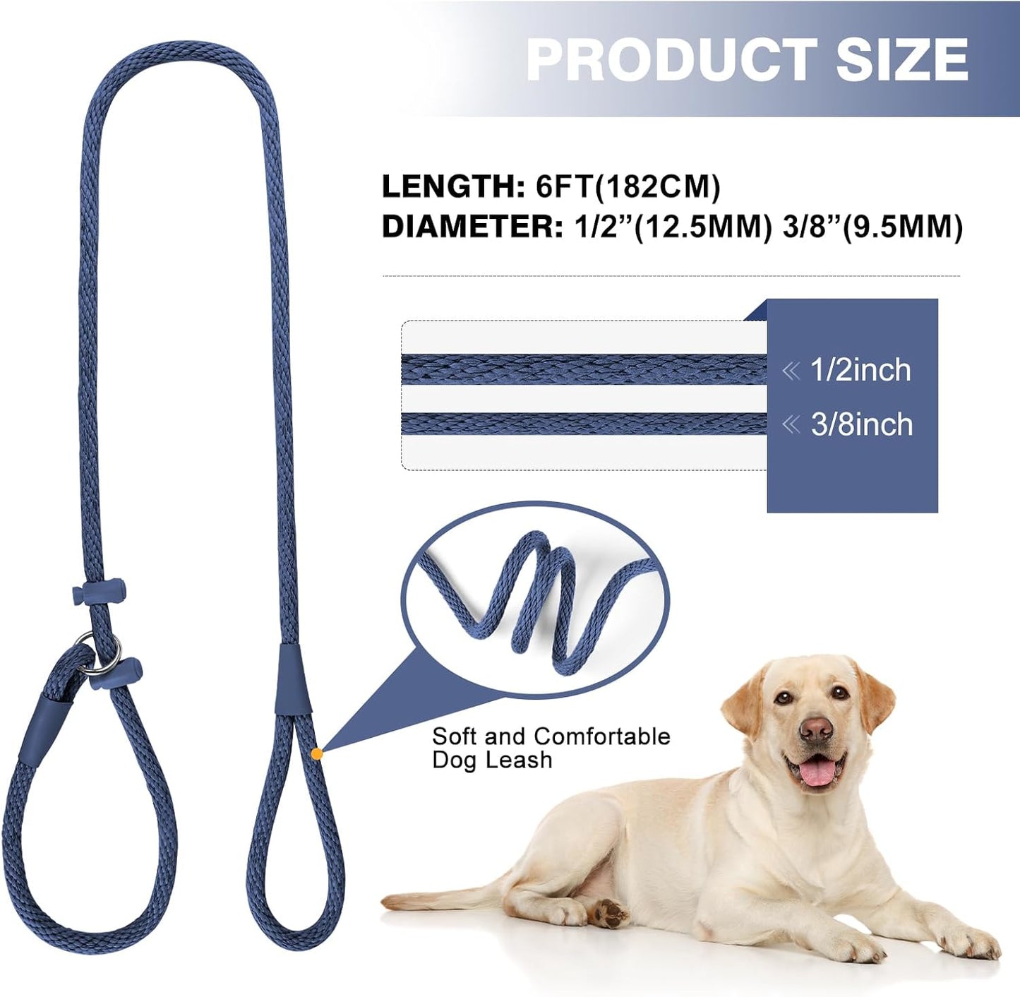 Lynxking Dog Leash Slip Lead Reflective Breathable Rope Comfortable Strong No Pull Slip On Pet Training Lead for Dogs