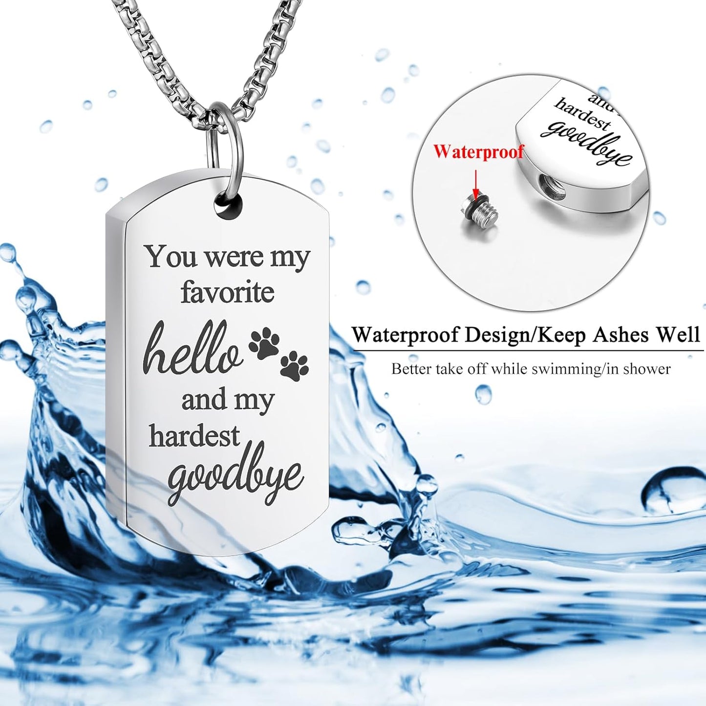 abooxiu Cremation Jewelry for Ashes Urn Necklace for Ashes Memorial Dog Ashes Necklace Cremation Necklace Pet Keepsake Necklace Pawprint Ashes Holde Necklace