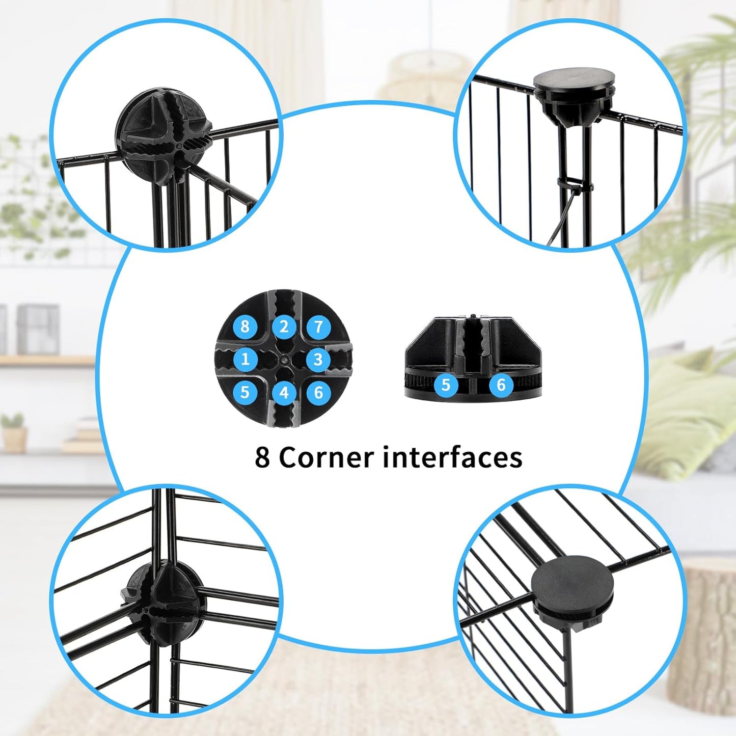Pet Playpen with Mat, Small Animal Cage with Mat, Guinea Pig Cages, Puppy Pen for Indoors with Colorful Mat, 12 Panels Interior Metal Wire Yard Fence