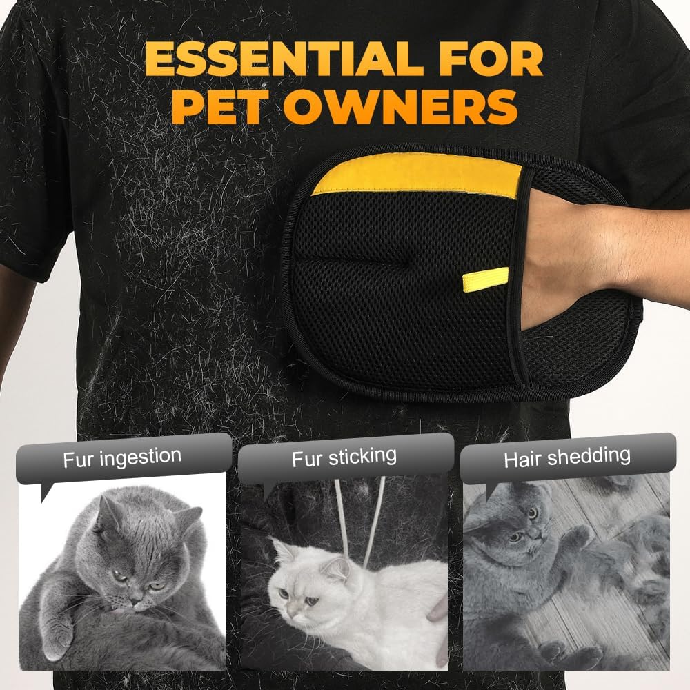 Electrostatic Gloves Pet Hair Removal Glove for Cats & Dogs, 2025 New Pet Hair Remover Glove for Couch, Furniture, Carpet, Curtain, Washable Reusable Animal Fur Removal Tool (3PCS)