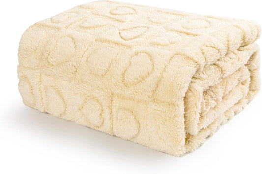 gogobunny Calming Plush Dog Cat Blanket 300GSM Coral Fleece, Ultra-Soft Machine Washable Pet Bedding for Small Medium Dogs Cats Puppies Kittens (Beige, 25x35)