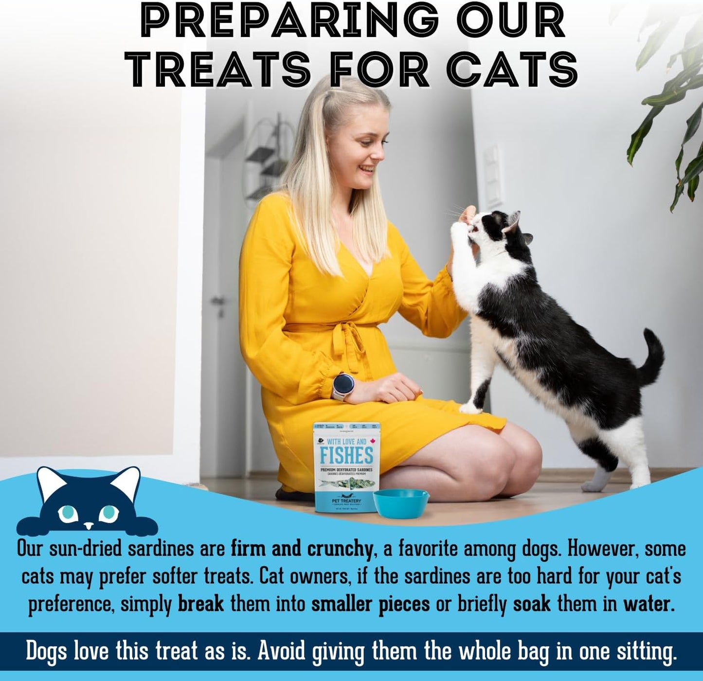 Dehydrated Cod Skin & Sardines for Dogs & Sardines for Cats (4.59 oz, Pack of 2) - Dehydrated Single Ingredient Dog Treats - Natural Dog Treats, Grain Free