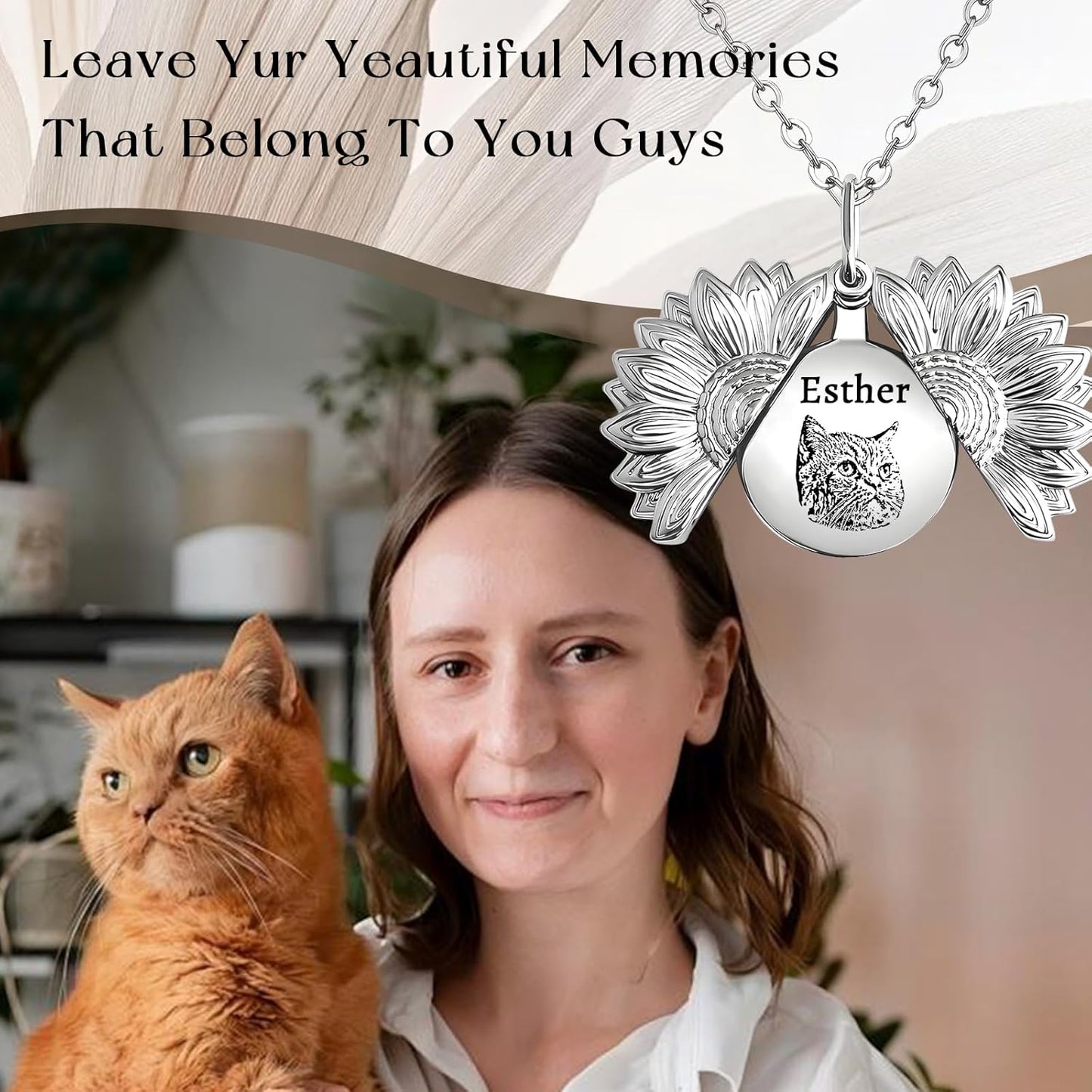 Personalized Pet Portrait Necklace Customized Pet Memorial Necklaces Dog Necklace for Women Custom Pets Necklaces Dog Memorial Jewelry for Cat Mom Dogs Dad (Silver-Silver)