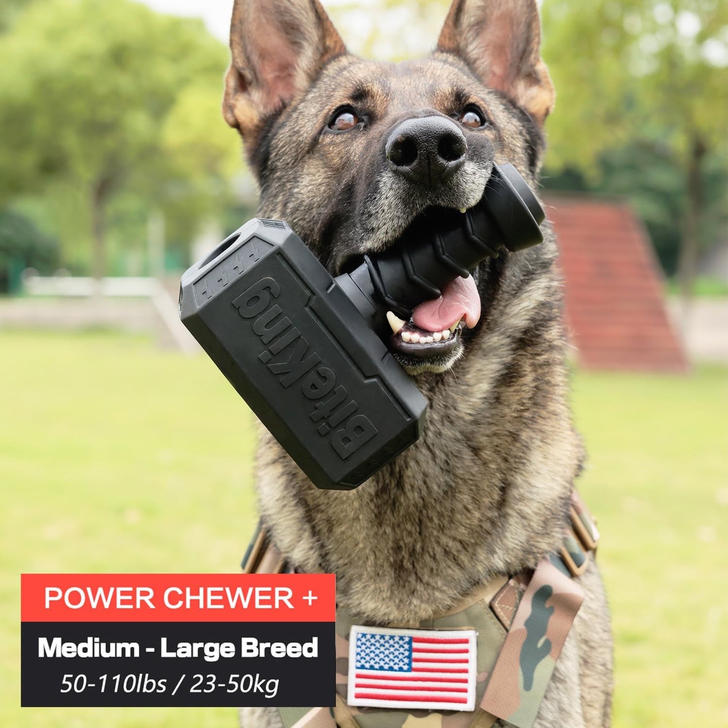 Natural Rubber Dog Toys for Large Aggressive Chewers - Lifetime Replacement - Indestructible Fetch Treat Toy for Large Dogs - Durable Hammer Dog Chew Toy for Super Chewer, Black