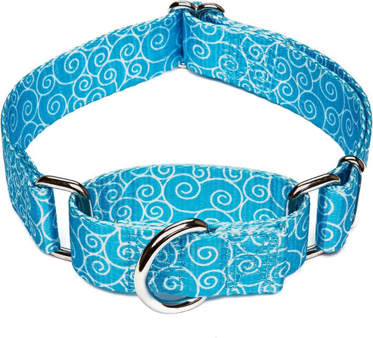 Martingale Collar Nylon Dog Collar No Pull Pet Collar Heavy Duty for Medium and Large Dogs, Adjustable 14 Inch - 21 Inch, Sky Blue