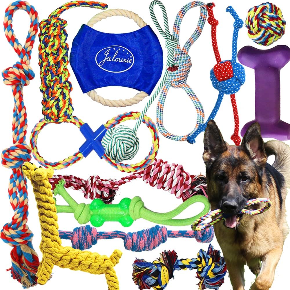 Jalousie 14 Pack Puppy Chew Dog Rope Toy Assortment for Small Medium Large Breeds