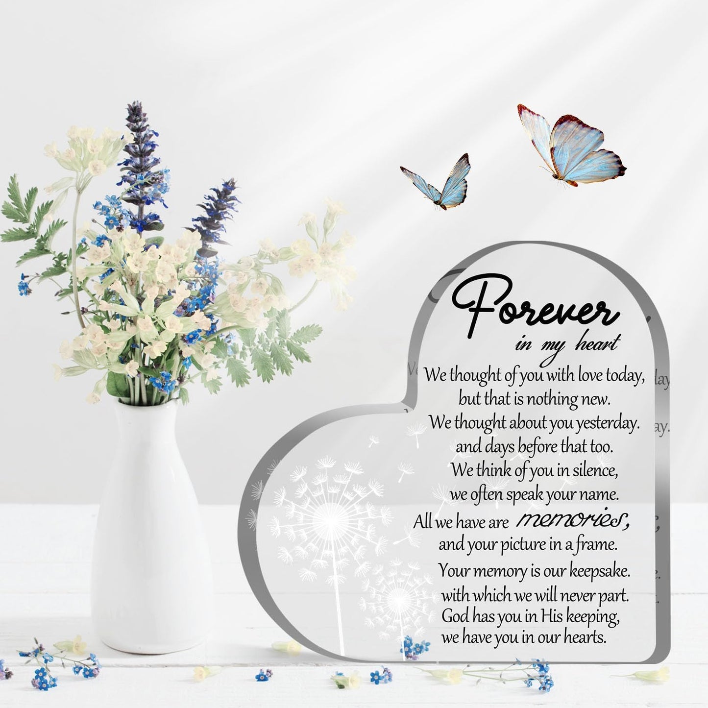 Sympathy Bereavement Gift for Women Men Acrylic Keepsake with Condolence Quotes Memorial Sign Paperweight Desk Decor for Home Remembrance Gift for Loss of Mom Dad