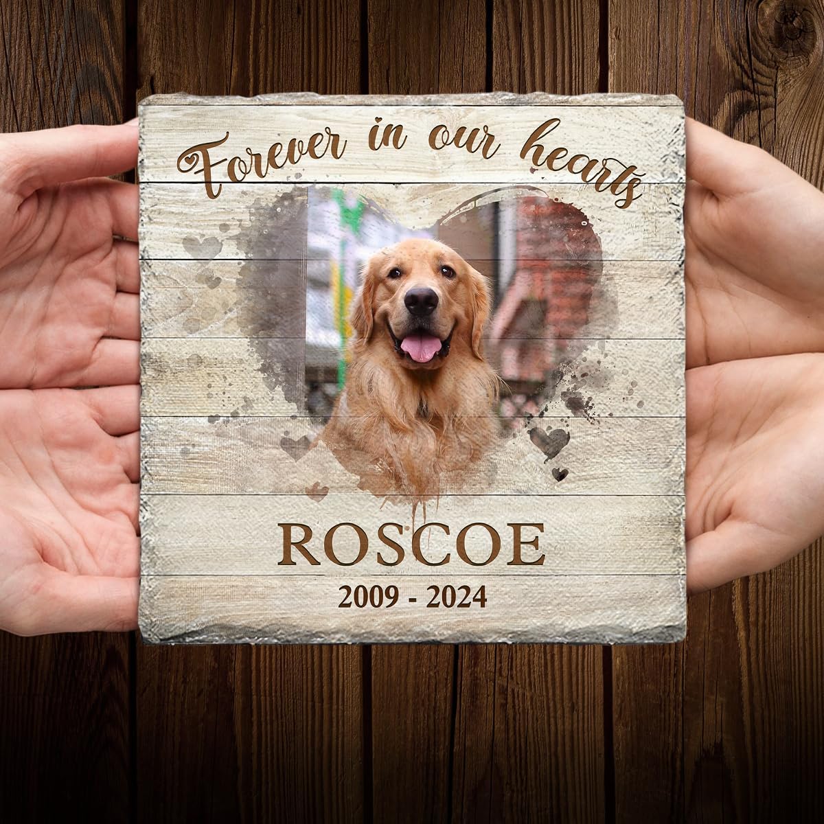 Personalized Pet Memorial Stones for Dogs - Square Headstones for Cemetery - Dog Remembrance Gifts - Memorial Plaques Engraved Forever in Our Hearts