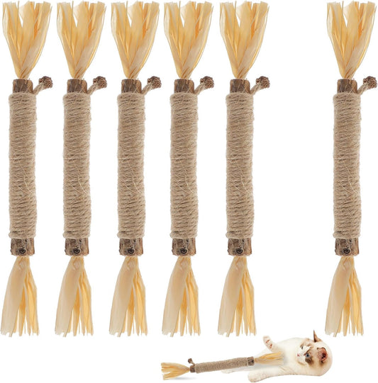 6 PCS Silvervine Sticks for Cats - Natural Cat Chew Toys for Teeth Cleaning, Kitten Teething & Aggressive Chewers