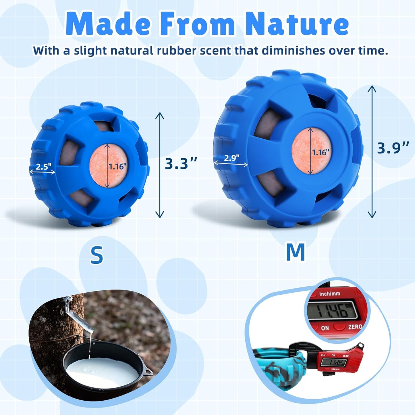 Frozen Treat Dispensing Dog Toys to Keep Them Busy,Dog Enrichment Toys for Natural Rubber-Stuffable Ball,Dishwasher Safe,Navy,S