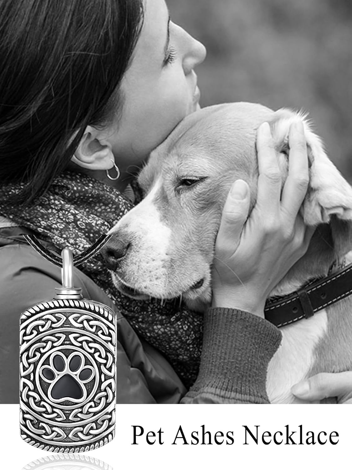 Dreamboat Pet Urn Necklace for Dog Cat Ashes 925 Sterling Silver Paw Print Cremation Keepsake Pendant Celtic Knot Memorial Jewelry Gifts for Women Men