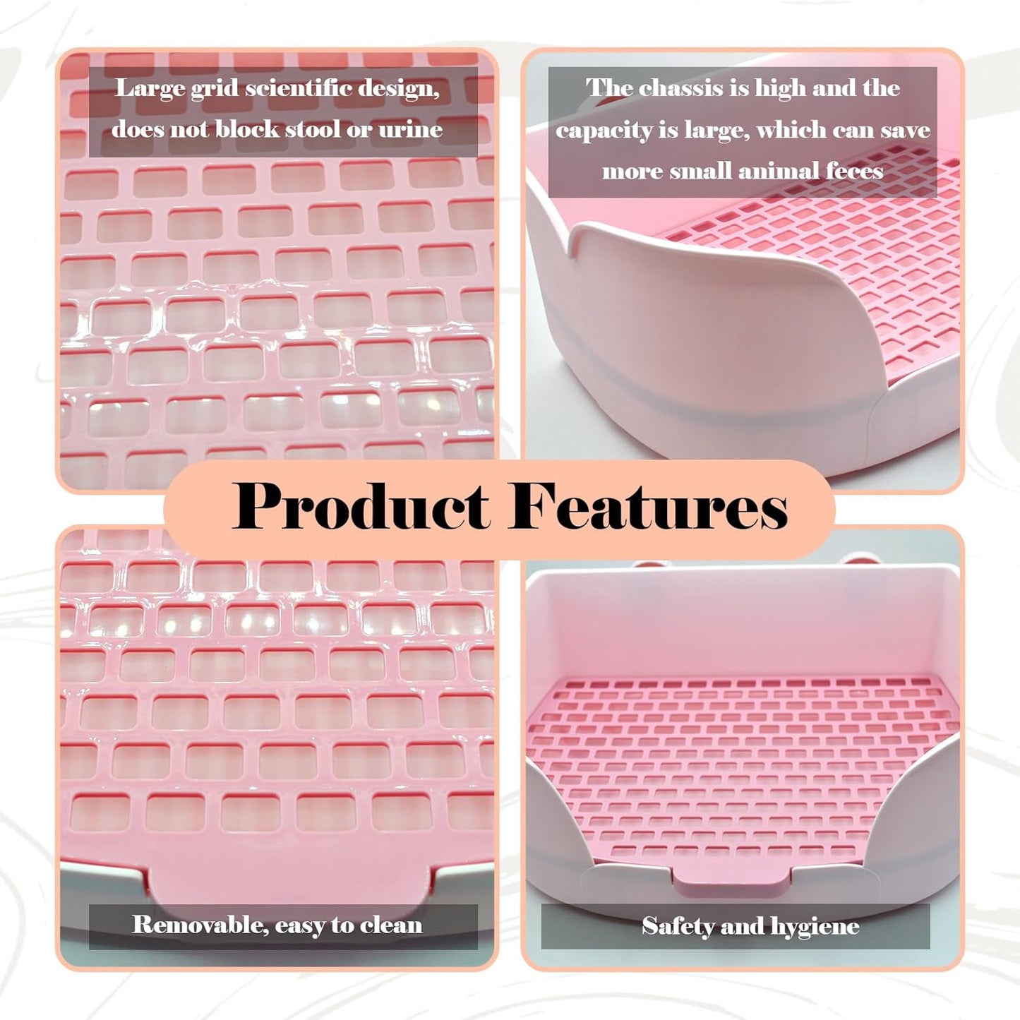 15.1"X11.0" Large Rabbit Litter Box,Plastic Square Rabbits Potty Trainer with Bigger Pan Bunny Corner Toilet Box with Small Animal Disposable Liner for Guinea Pigs Hamster Chinchilla(Purple)