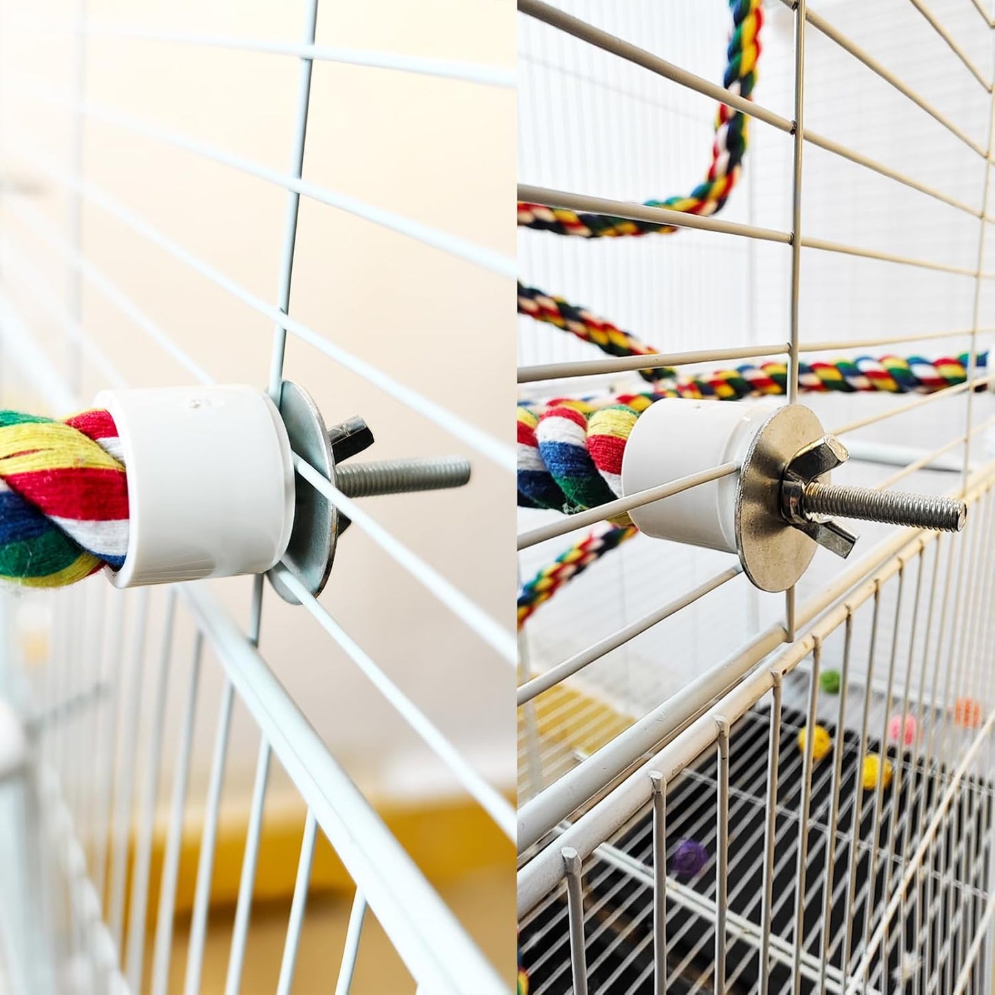 Bird Rope Perch & Birds Swing Set - Bird cage Accessories, Rope perches for Conures, Parrots,Cockatiel,Lovebird,Budgerigar,Parakeet perches for cage,Birds perches (Nipple 31inches)